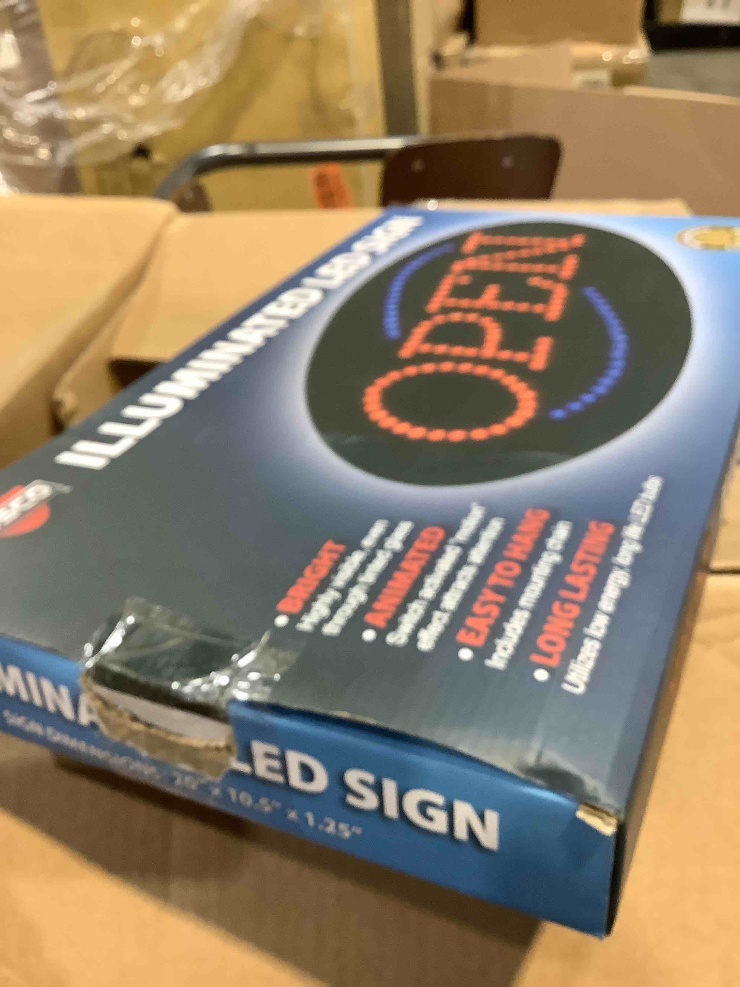 Condition photo showing Good Condition for led open sign- 10 1/2: x 20 1/8 - red blue graphics