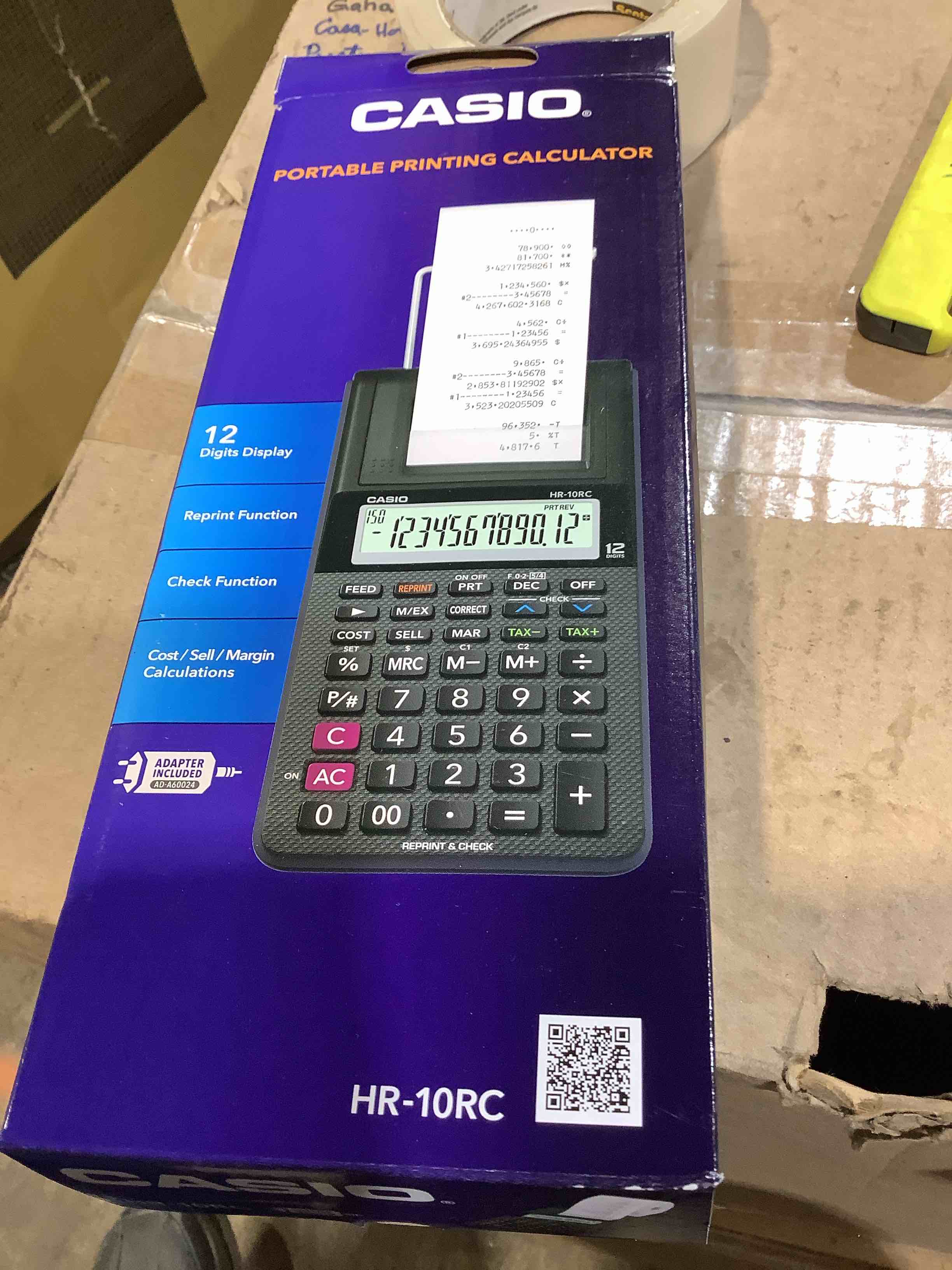 Condition photo showing New/Like New for casio hr-10rc handheld portable 12-digit printing calculator perfect for high school and college