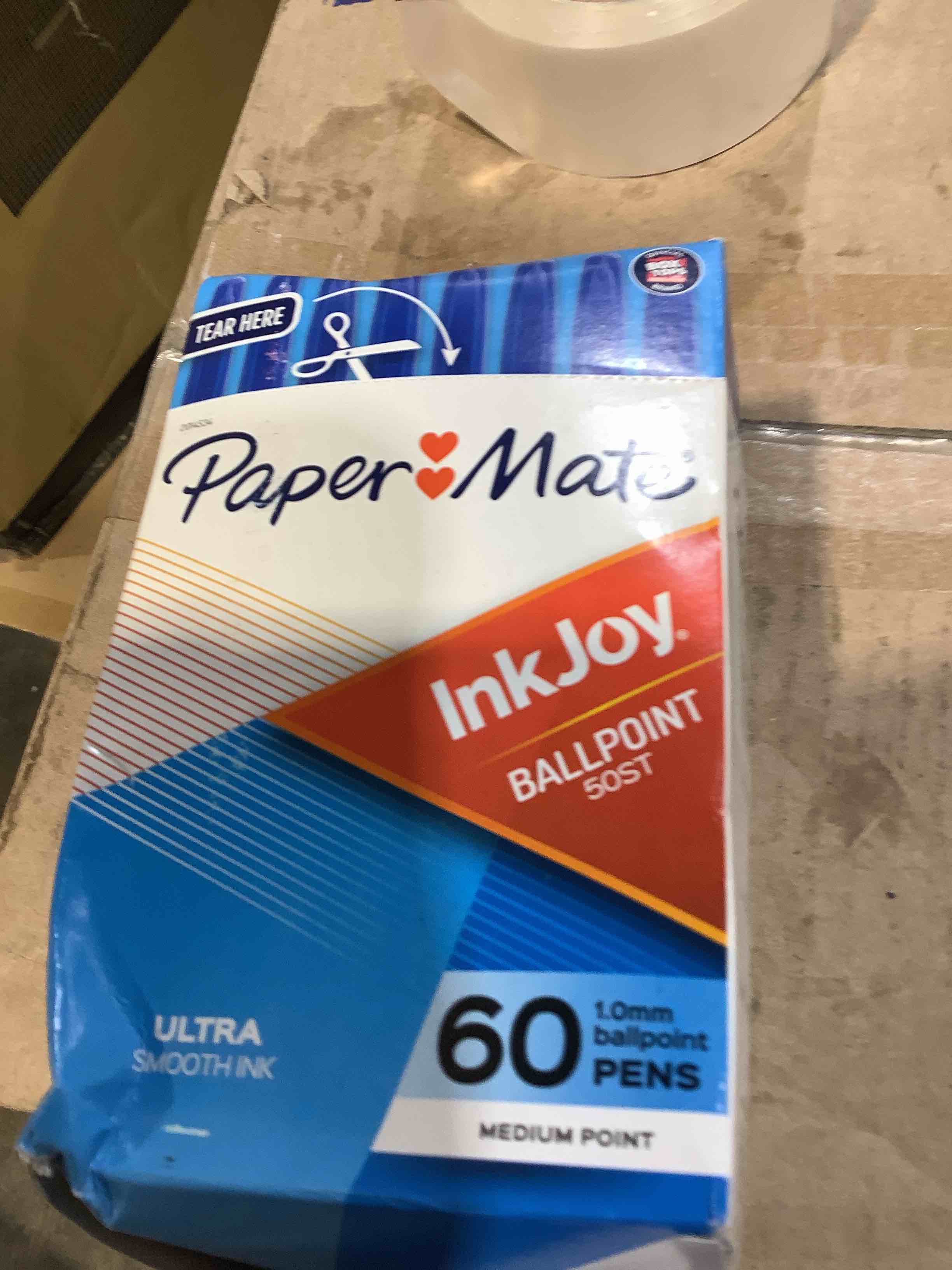 Condition photo showing New/Like New for inkjoy 50st ballpoint pen  stick  medium 1 mm  blue ink  white/blue barrel  60/pack