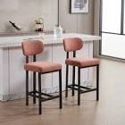 Modern orange, upholstered fabric counter height, barstool set 2