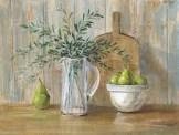 Autumn Kitchen by Danhui Nai, flower and green pears and country