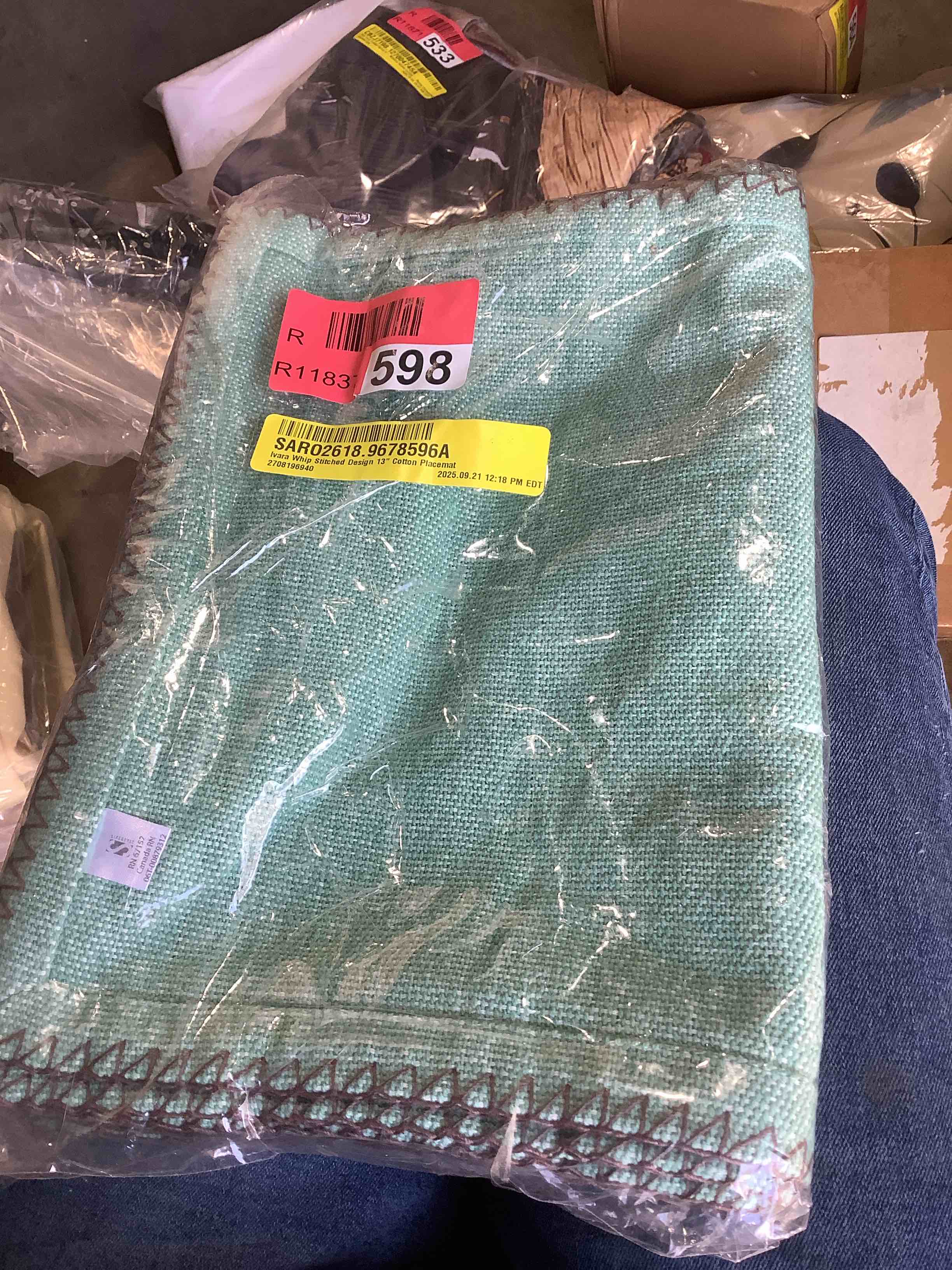 Condition photo showing New/Like New for ibarra whip stitched design 13 inch cotton, placemat set of four