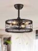 Kretzmer 16.5" Flush Mount Caged Ceiling Fan with Light And Remote