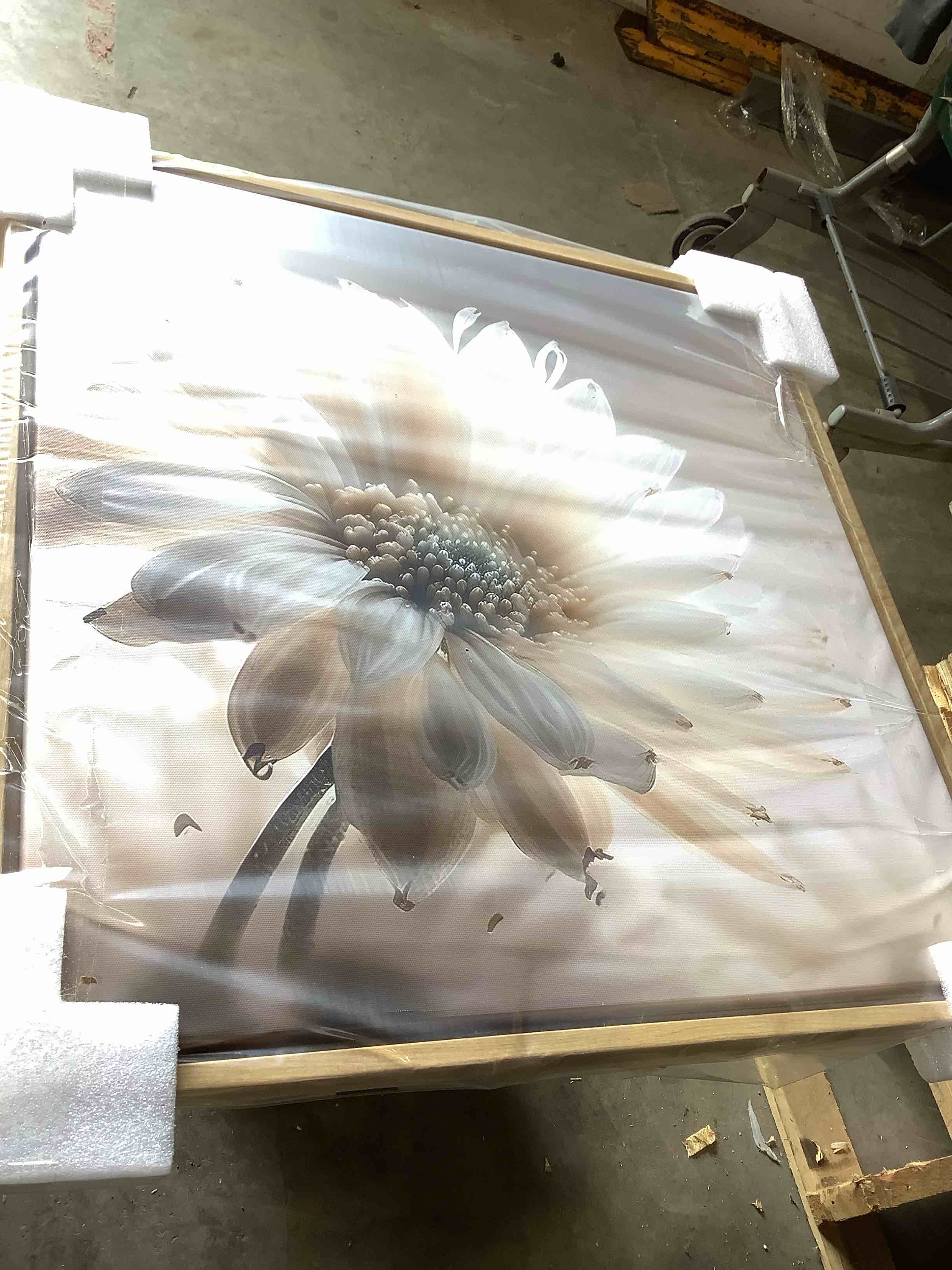 Tender light, blue floral whirling spiral extract wall art, 24" x 24"