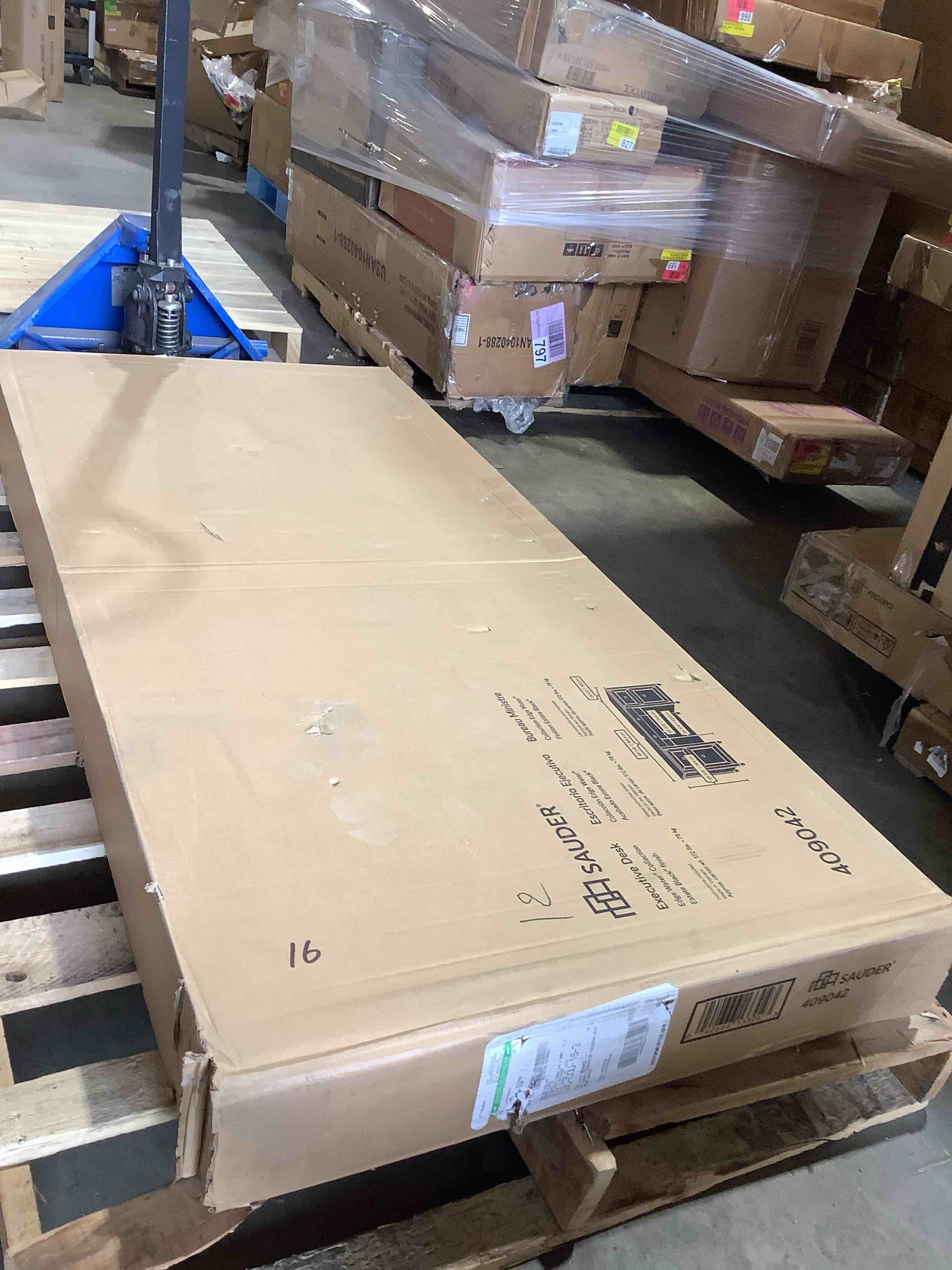 Condition photo showing New/Like New for sauder 409042 edge water executive desk  estate black finish