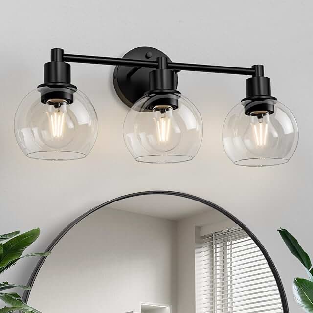 3 Globe Black Bathroom Light