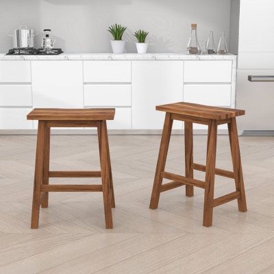 Brescia two pieces of wood counter height, kitchen, dining stools