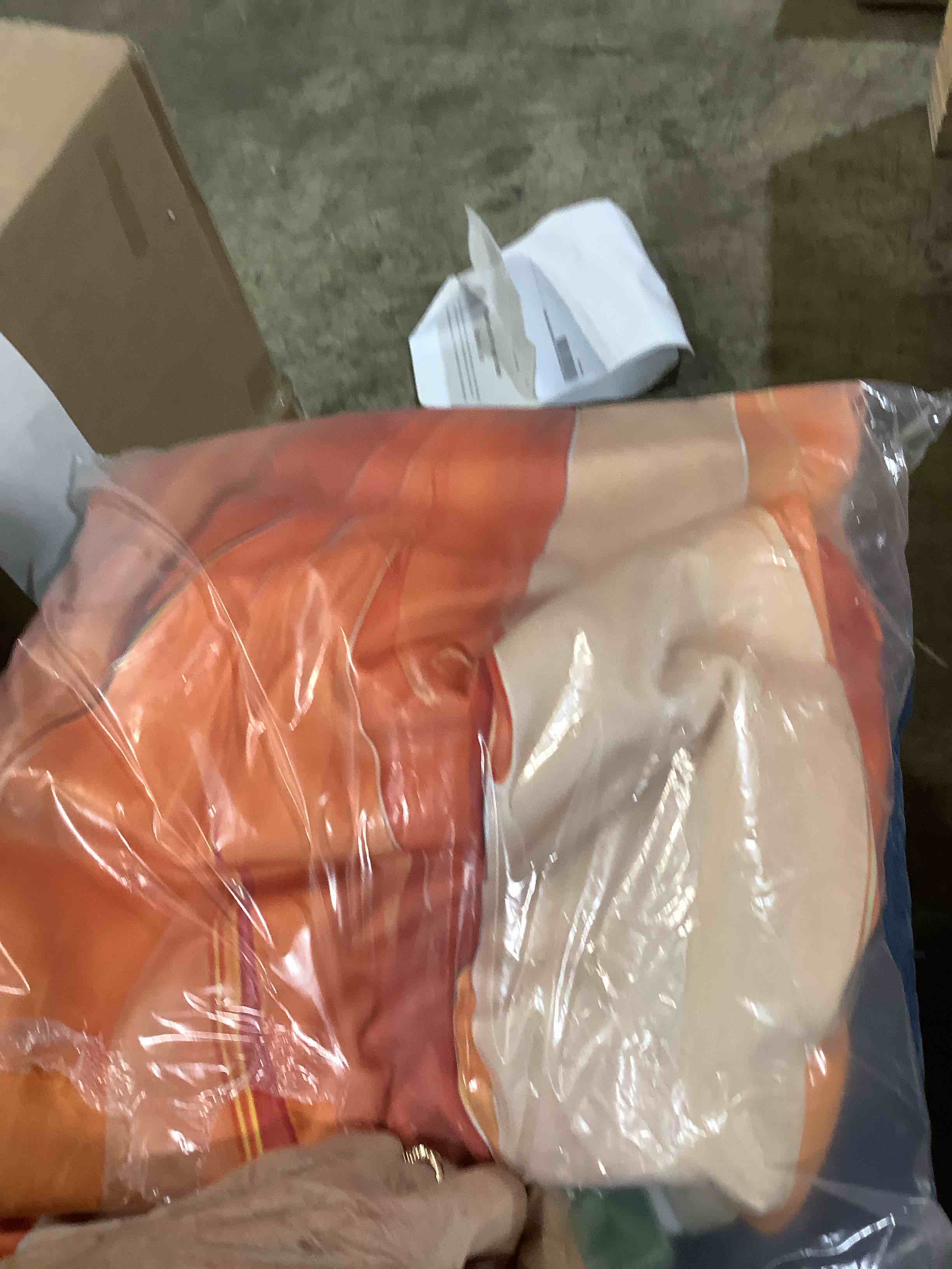 Green orange brown flowing petals, abstract botanical curtain