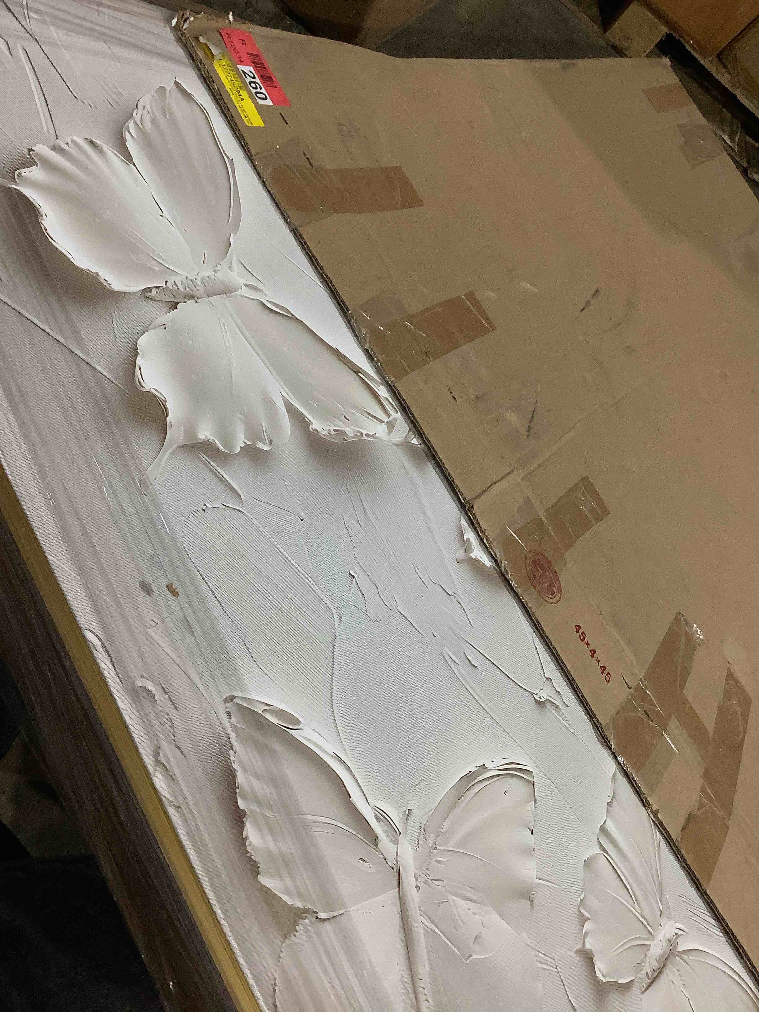 Condition photo showing Good Condition for butterfies in ivory canvas elegant white gold wall art by art remedy