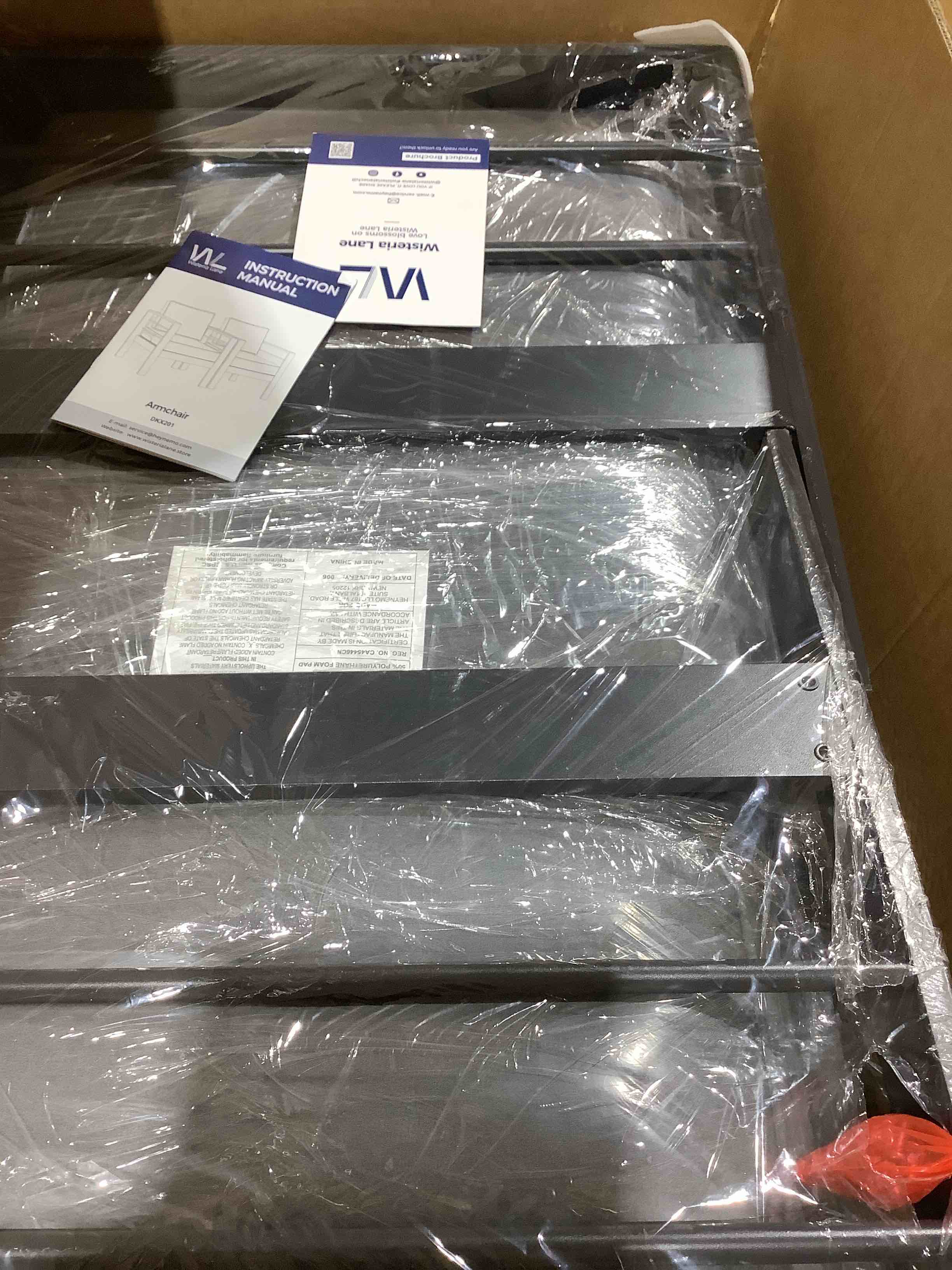 Condition photo showing New/Like New for wisteria lane outdoor black chairs with black cushions