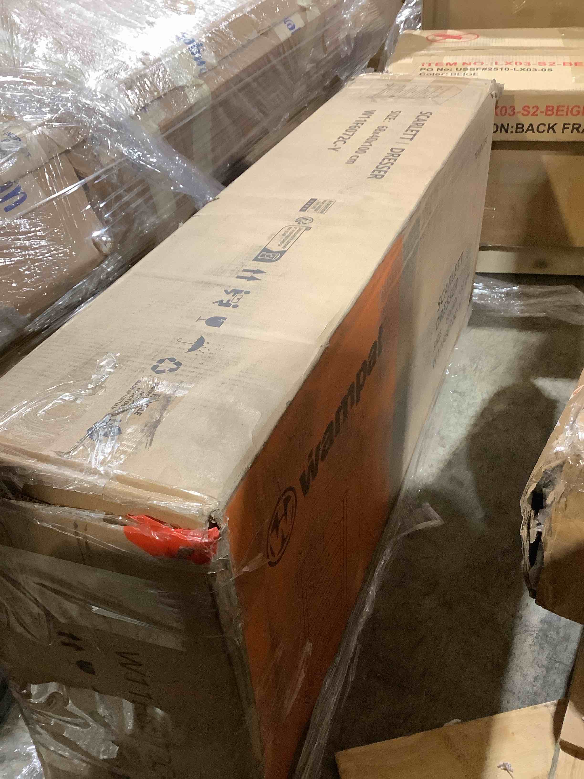 Condition photo showing New/Like New for wampat oak dresser for bedroom with 5 drawers, tall kids dressers with wide chest of drawers, mid century modern wooden closet storage organizer, small dressers for nursery, living room, hallway
