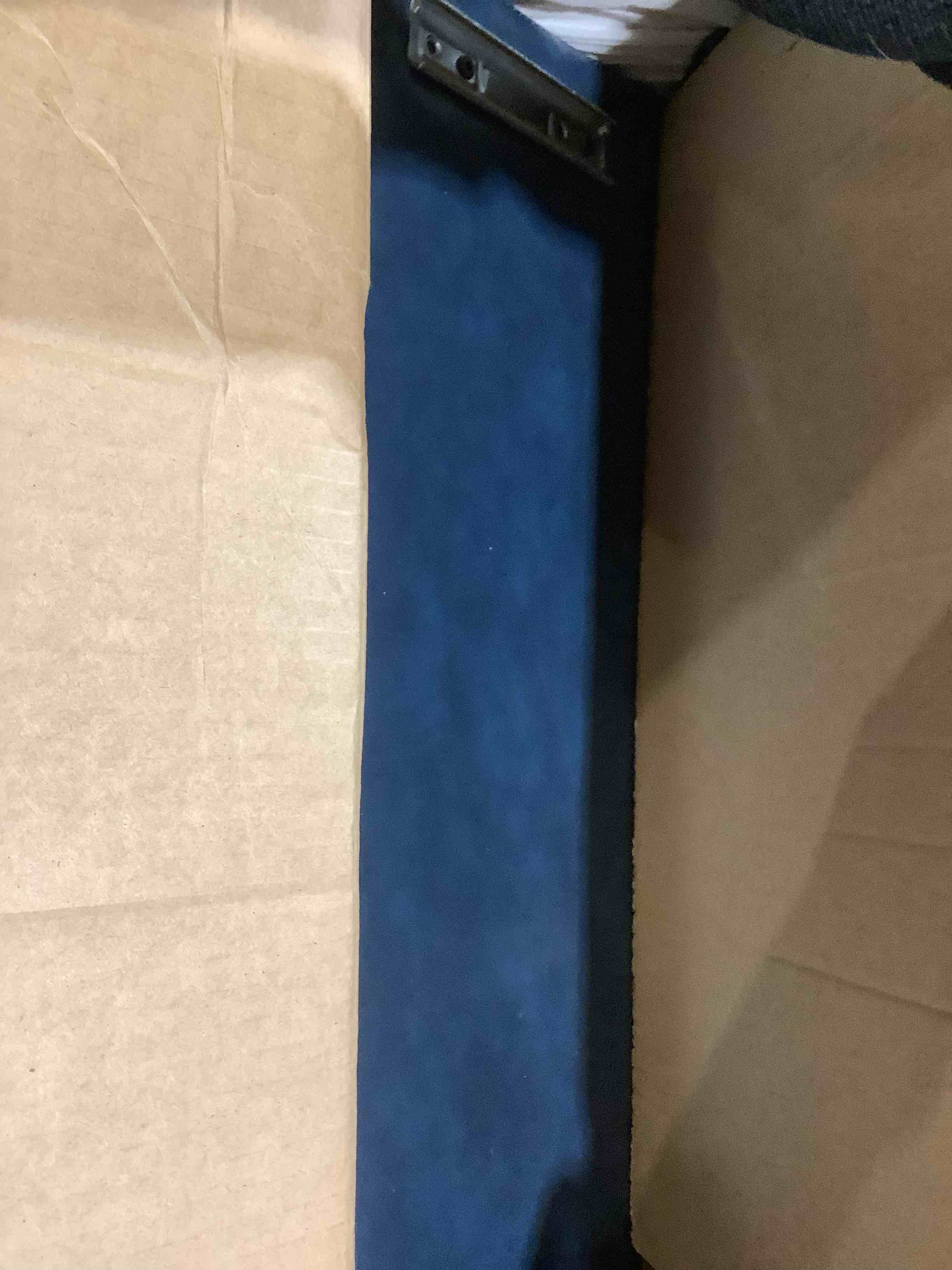 Condition photo showing Good Condition for w1097p408088 faux blue leather sofa, incomplete 