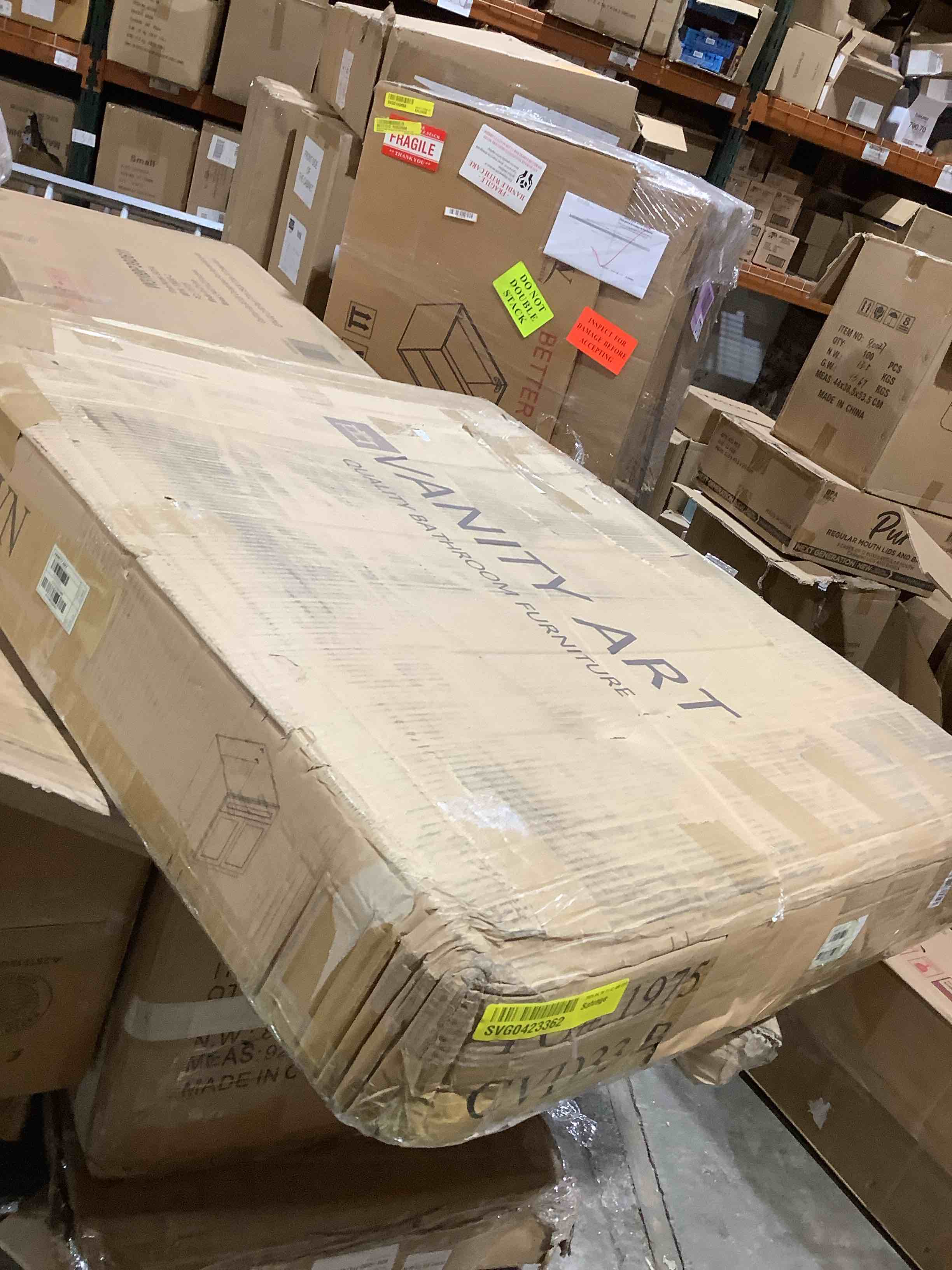 Condition photo showing New/Like New for vanity art va4033b vanity cabinet with knockdown, brown - 33 x 21 x 32.5 in.