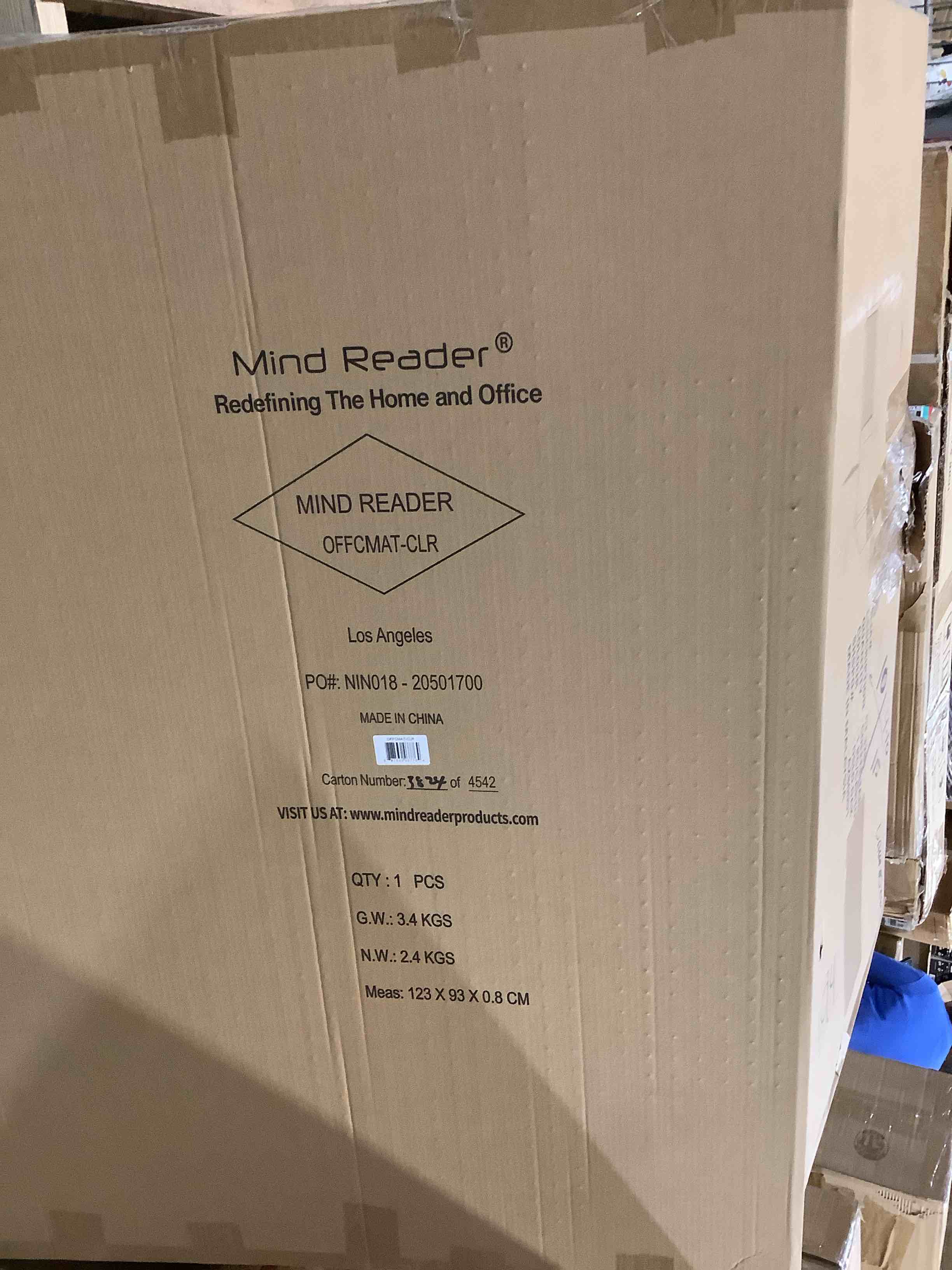 Condition photo showing New/Like New for mind reader - office chair mat for carpet, under desk protector, carpet grips, rolling, pvc, 47.5"l x 35.5"w x 0.125"h - clear