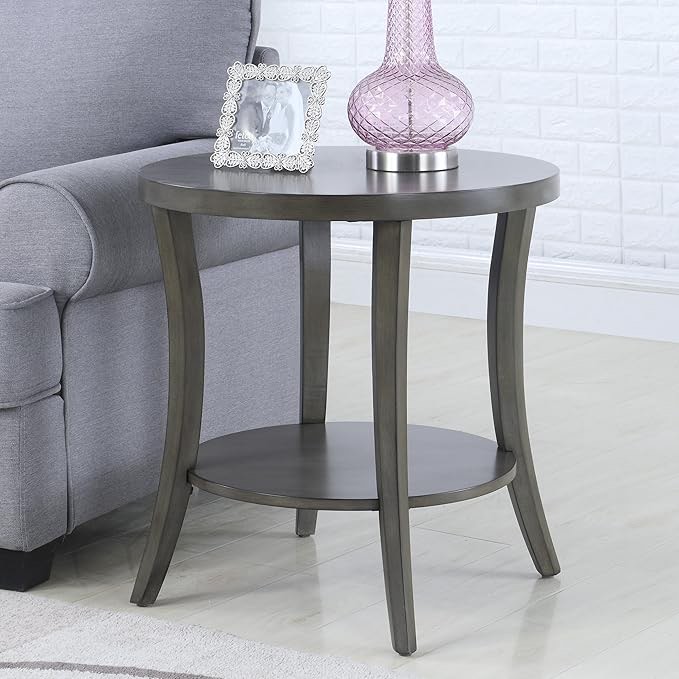 roundhill furniture perth contemporary round end table with shelf