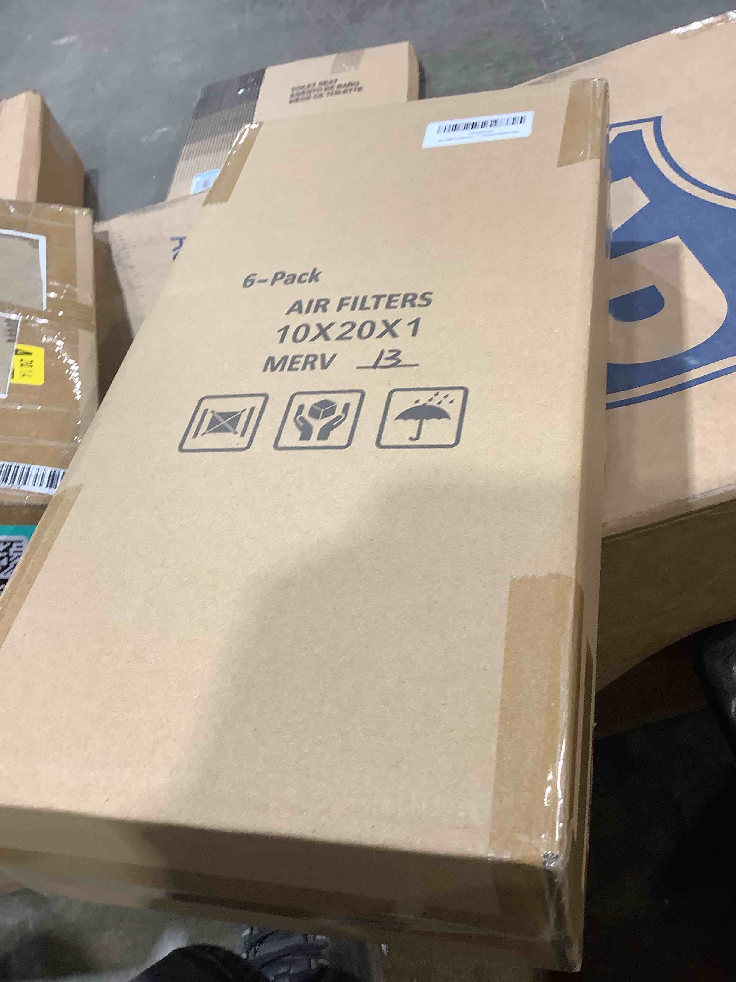 Condition photo showing New/Like New for maycold merv 13 10x20x1 air filter (6-pack), high-efficiency pleated ac & furnace filters, actual size: 9.70” x 19.70” x 0.75”, individually wrapped in plastic 10x20x1 6-pack