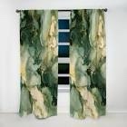 Green Luxury Abstract Fluid Art | - Modern Curtain - Velvet Room, pair