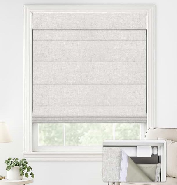 Lilie Blackout Roman Shade Ivory 30" x 64"