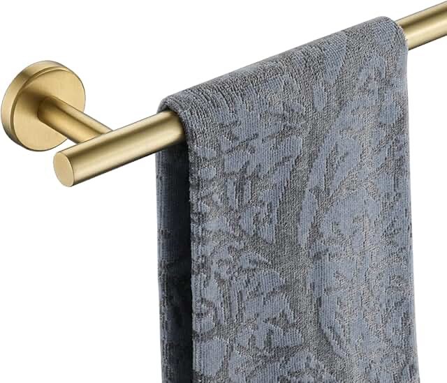 JQK Bath Towel Bar, 27 Inch Brushed Light Gold Towel Rack Bathroom, 304 Stainless Steel Thicken 0.8mm Towel Holder Wall Mount, Useable Length 24 Inch, TB110L24-BG Gold 27 Inch