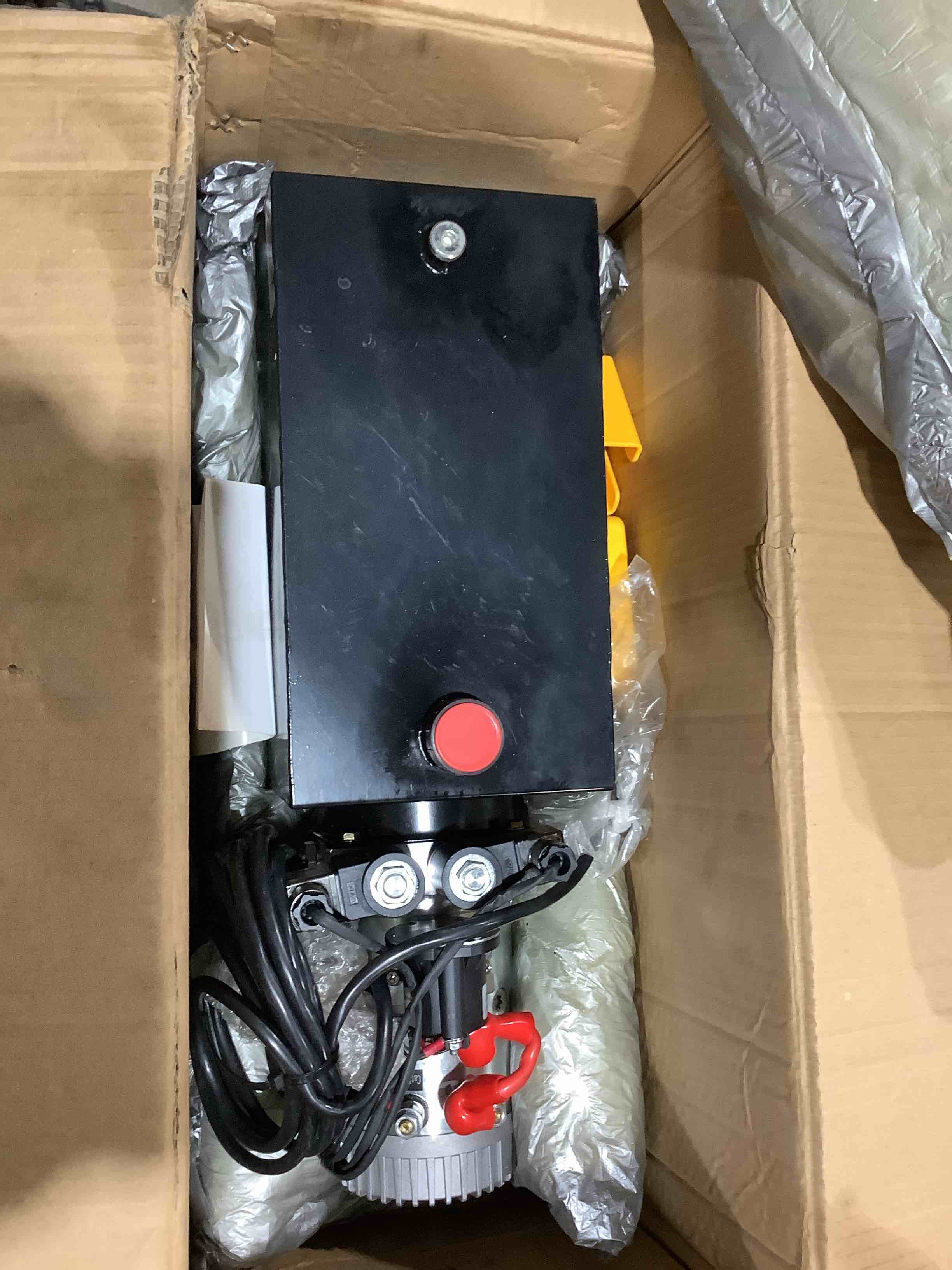 Condition photo showing New/Like New for dc house electric hydraulic pump unit metal reservoir for dump trailer (double acting 10 quart) 10 quart double