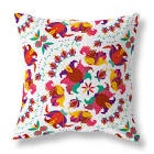 16" x 16" folk art flourish, indoor outdoor square throw pillow