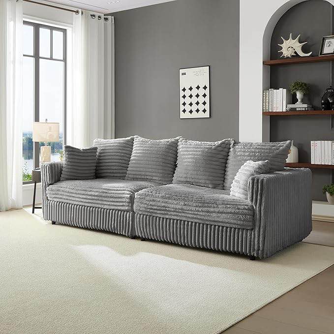 (similar to stock photo) (incomplete) Grey Corduroy sofa Cushions 