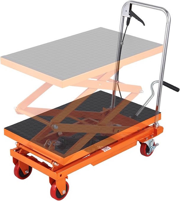 VEVOR Hydraulic Lift Table Cart, 330lbs Load Capacity 50 Inch Lifting Height