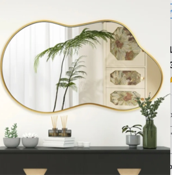 FRMALL Irregular Wall Mirror Gold Mirror Cloud Shaped
