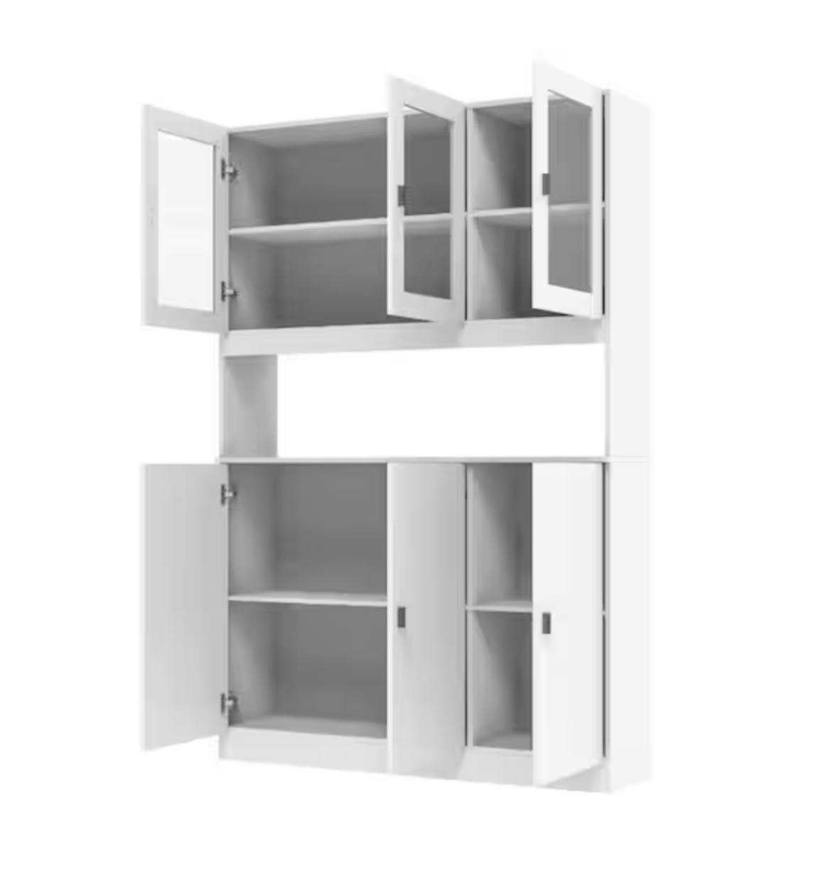 (incomplete) (2 boxes for pickup) White Wood Storage Cabinet Buffet and Hutch Combination Cabinet With Shelves KF150166US-01LJ-A001