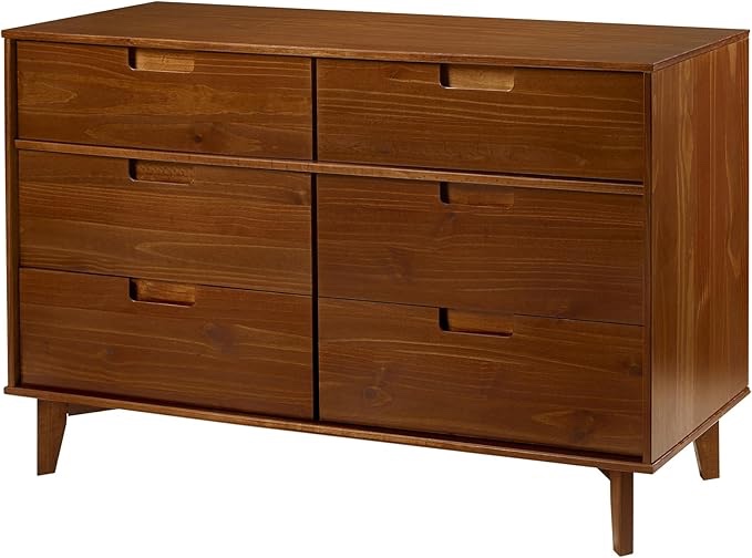 (incomplete box 2 of 2 only) Walker Edison Mid Century Modern Grooved Handle Wood Dresser 80057-012DRB