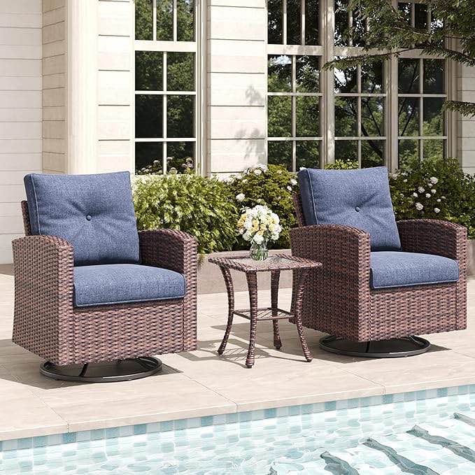 *incomplete* LayinSun 3 Pieces Outdoor Swivel Rocker Chair Set of 2 and Side Table