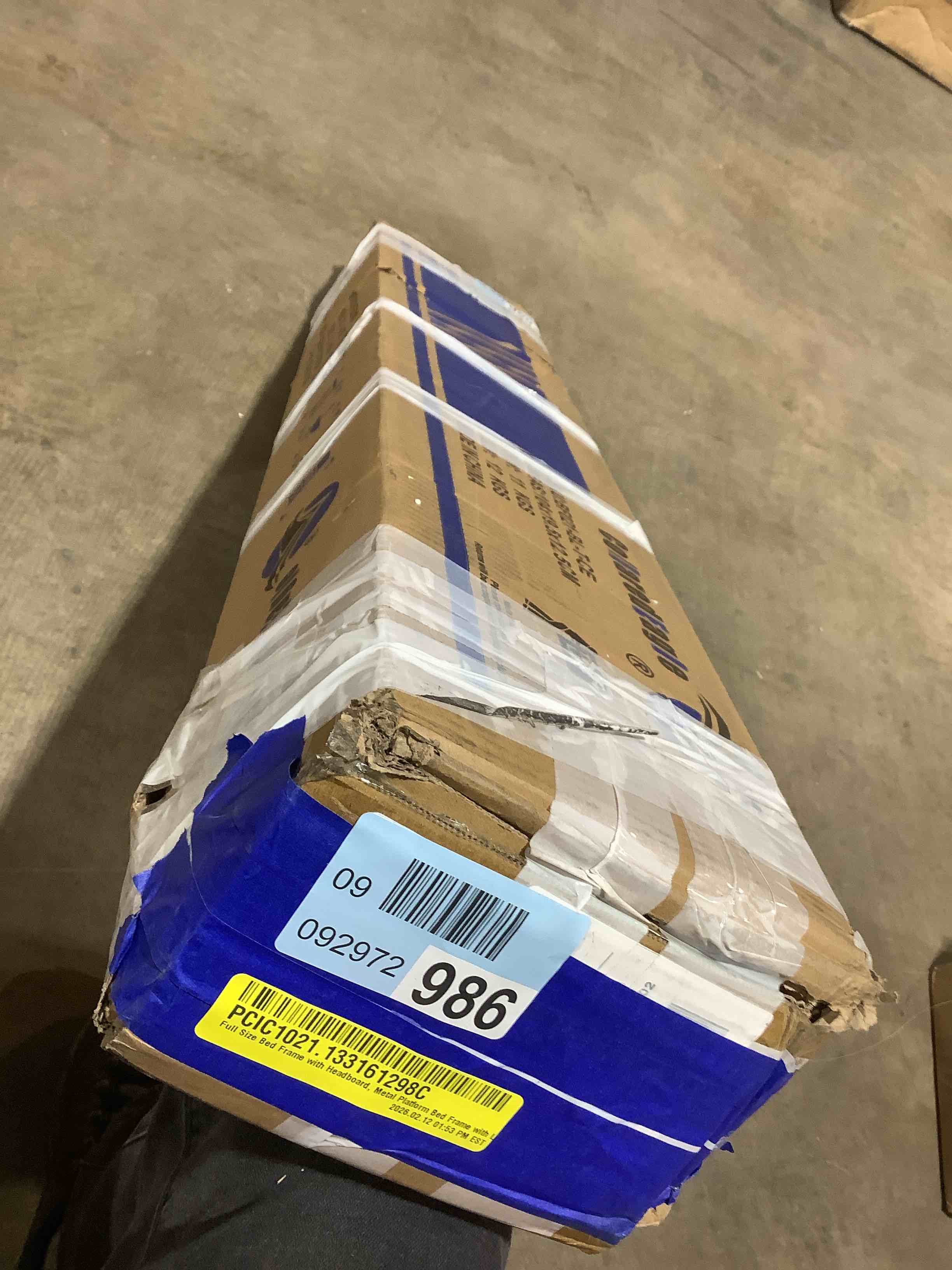 Condition photo showing Good Condition for Collaredeagl Full size bed frame with headboard, metal platform bed frame, incomplete 