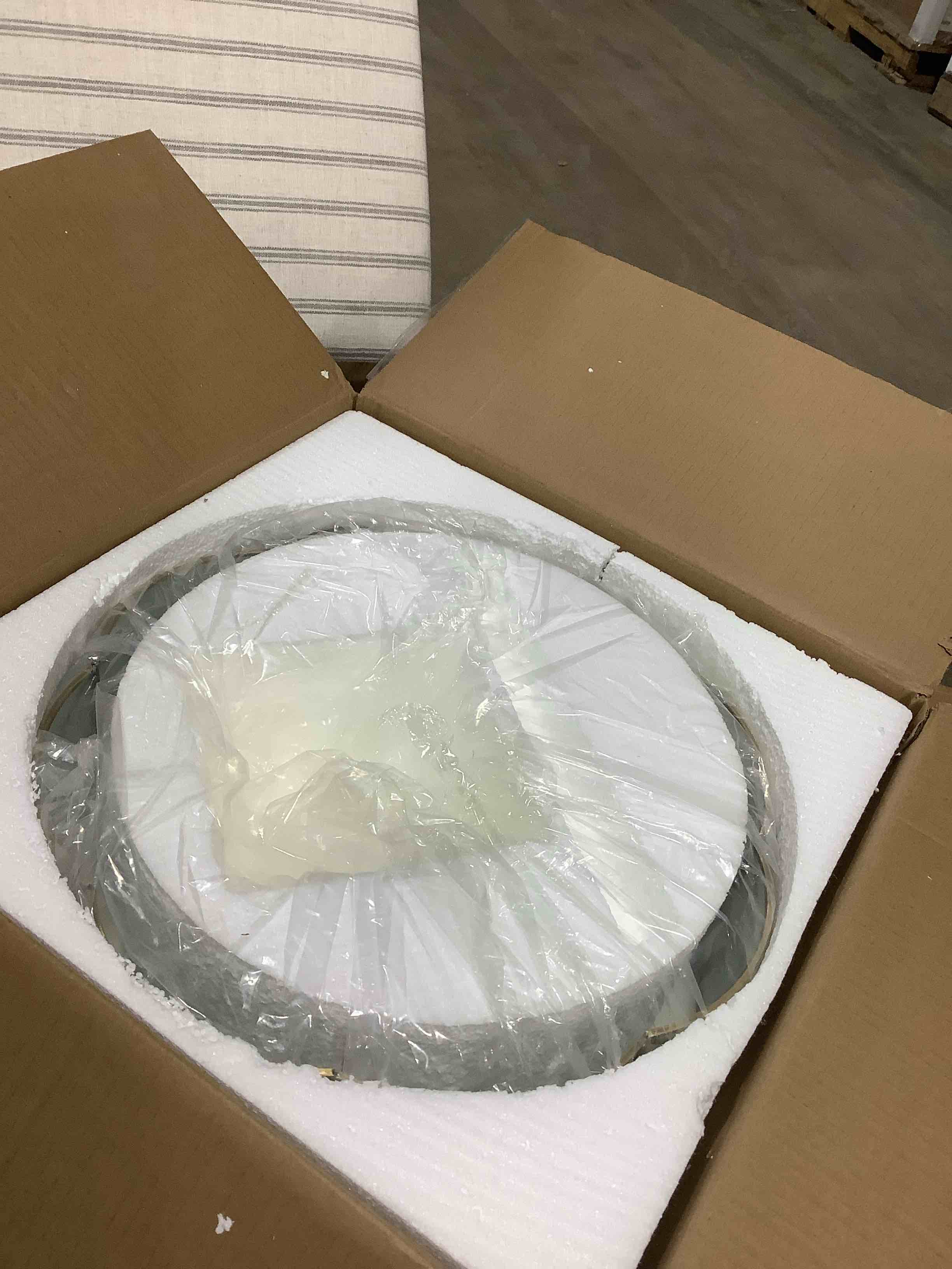 Condition photo showing New/Like New for Naperville 4 light 18 inch unique statement, drum flush mount