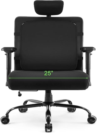 extra wide seat office chair for big and tall 500lbs, with high back adjustable headrest lumbar support arms wheels heavy duty