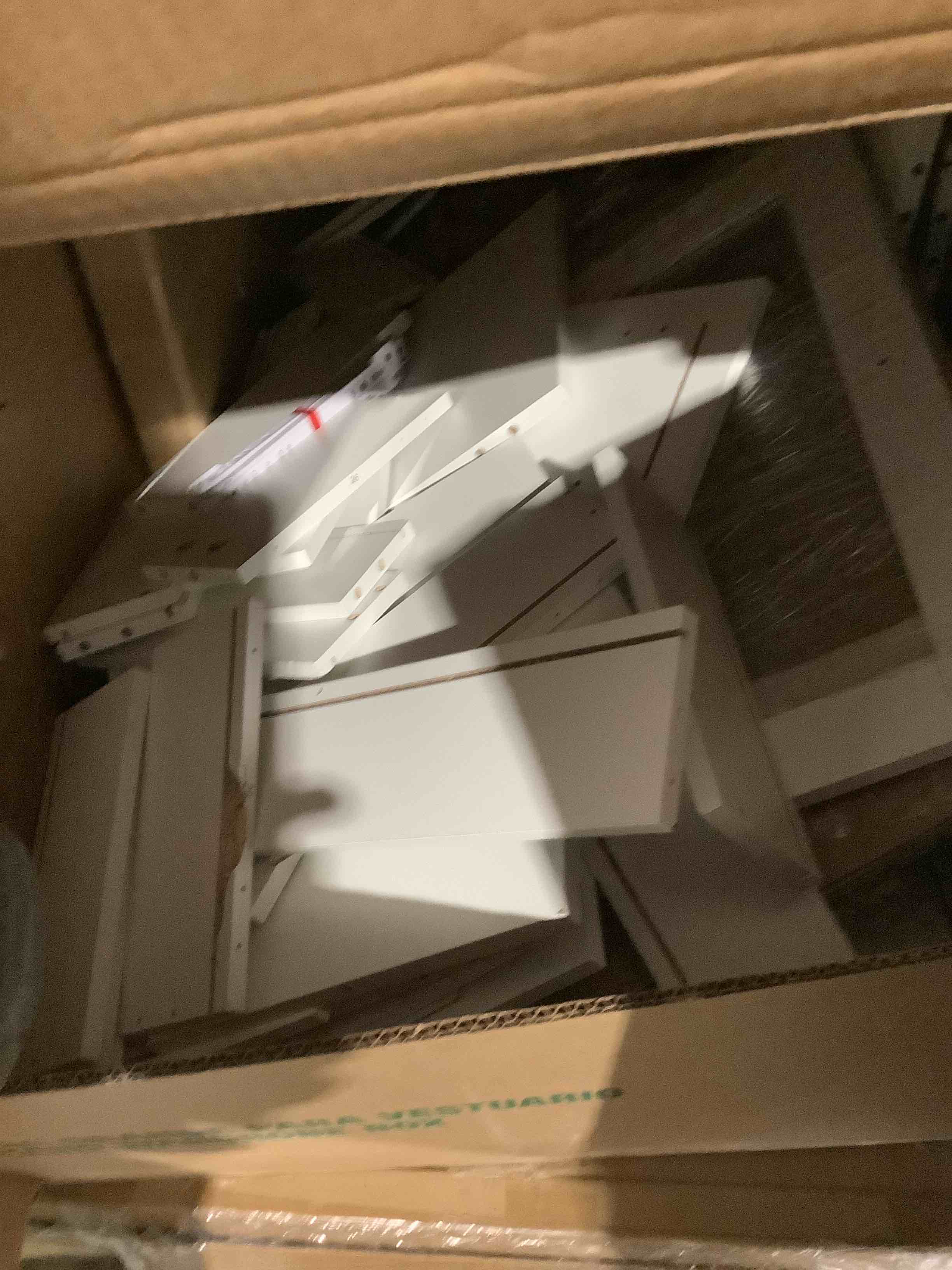 Condition photo showing As Is for White cabinet with doors Unknown design or model 