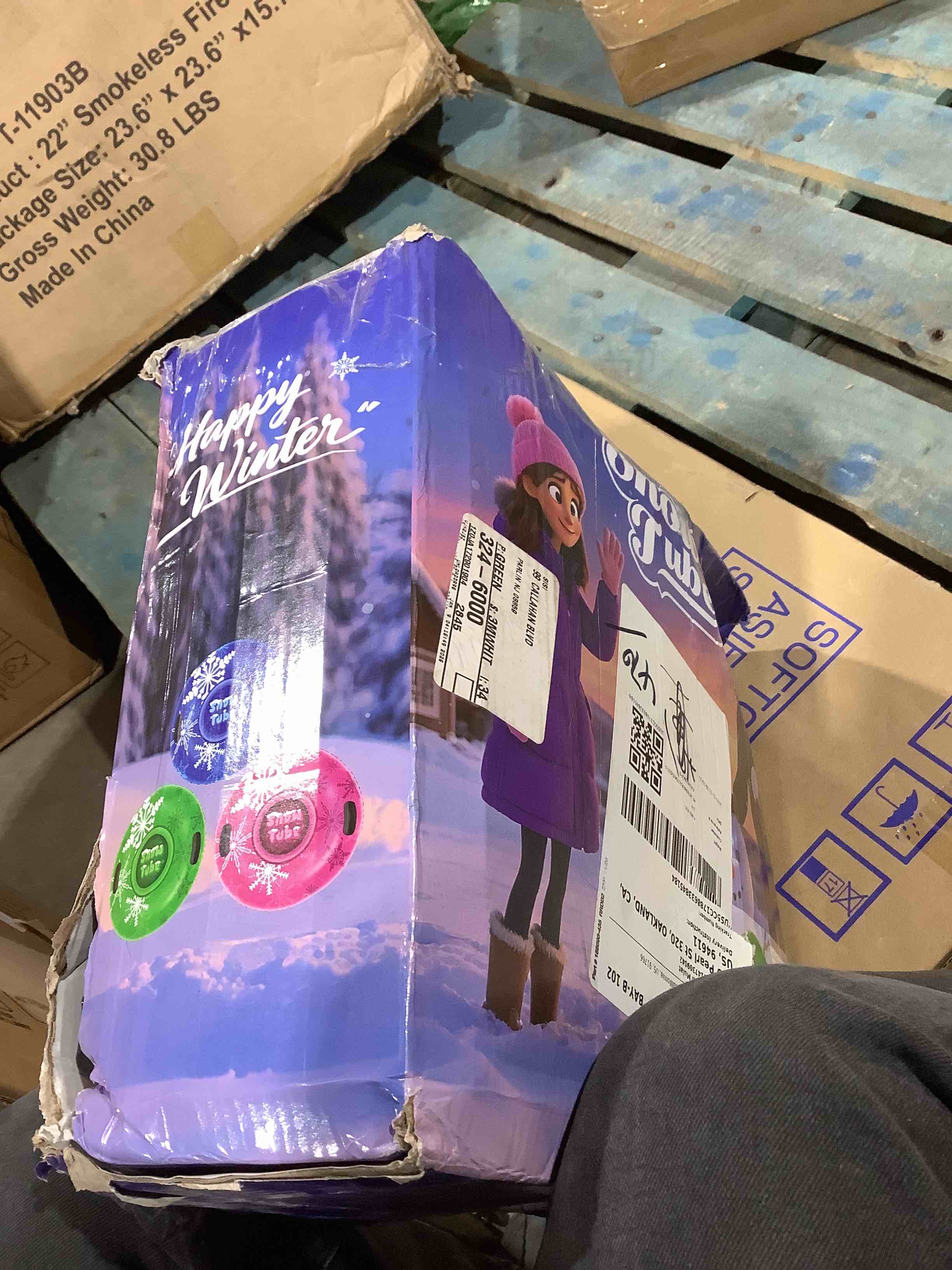 Condition photo showing Good Condition for  Happy winter round inflatable snow tubes