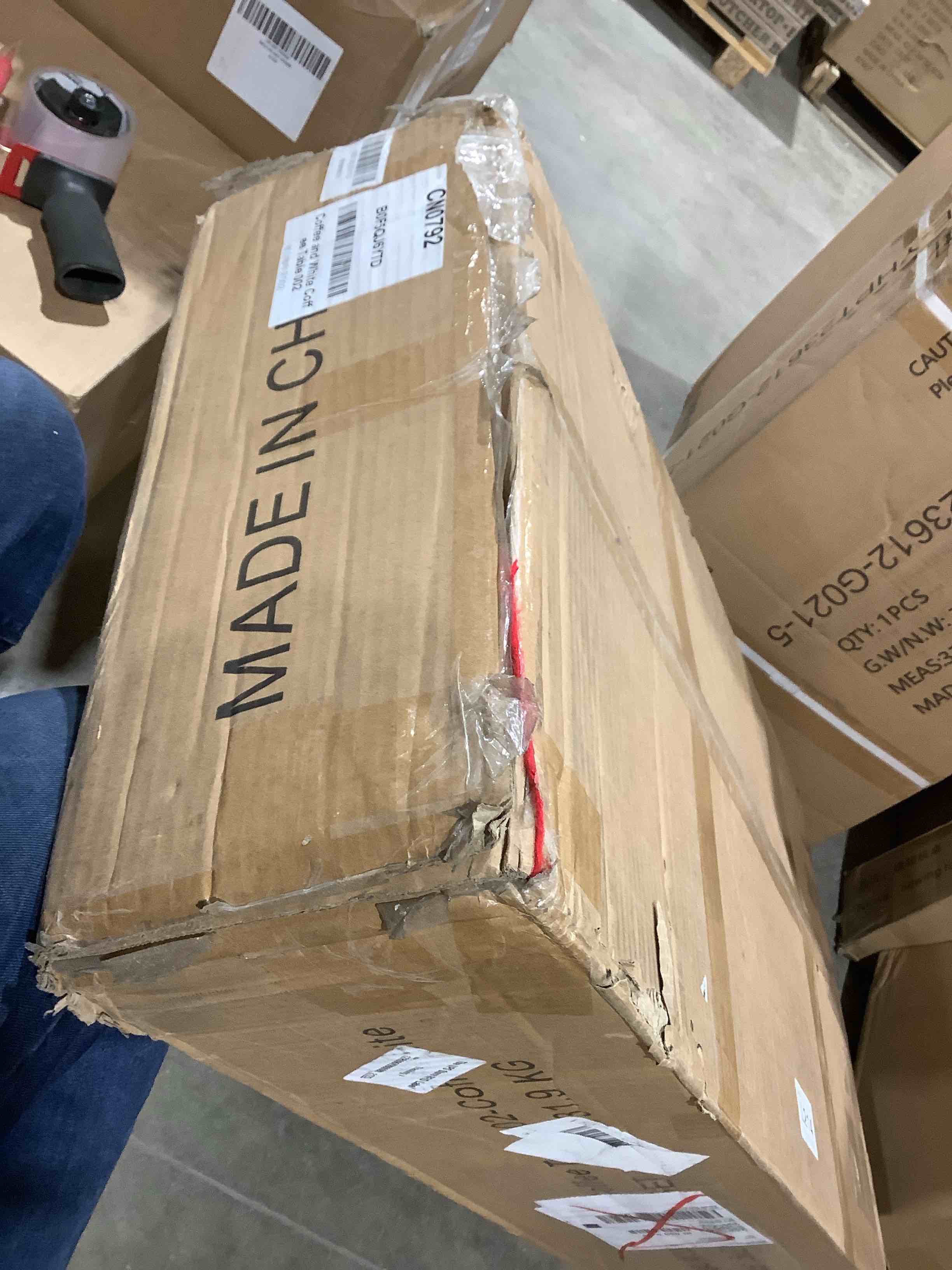 Condition photo showing Good Condition for Coffee Table Lift Top, Wood Tea Table with Big Open Storage, Square Coffee Tables for Living Room, Farmhouse Coffe Tables Rustic Center Table with 2 Drawers, Coffe White