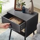 Century modern in bedside table nightstand with storage drawer, black