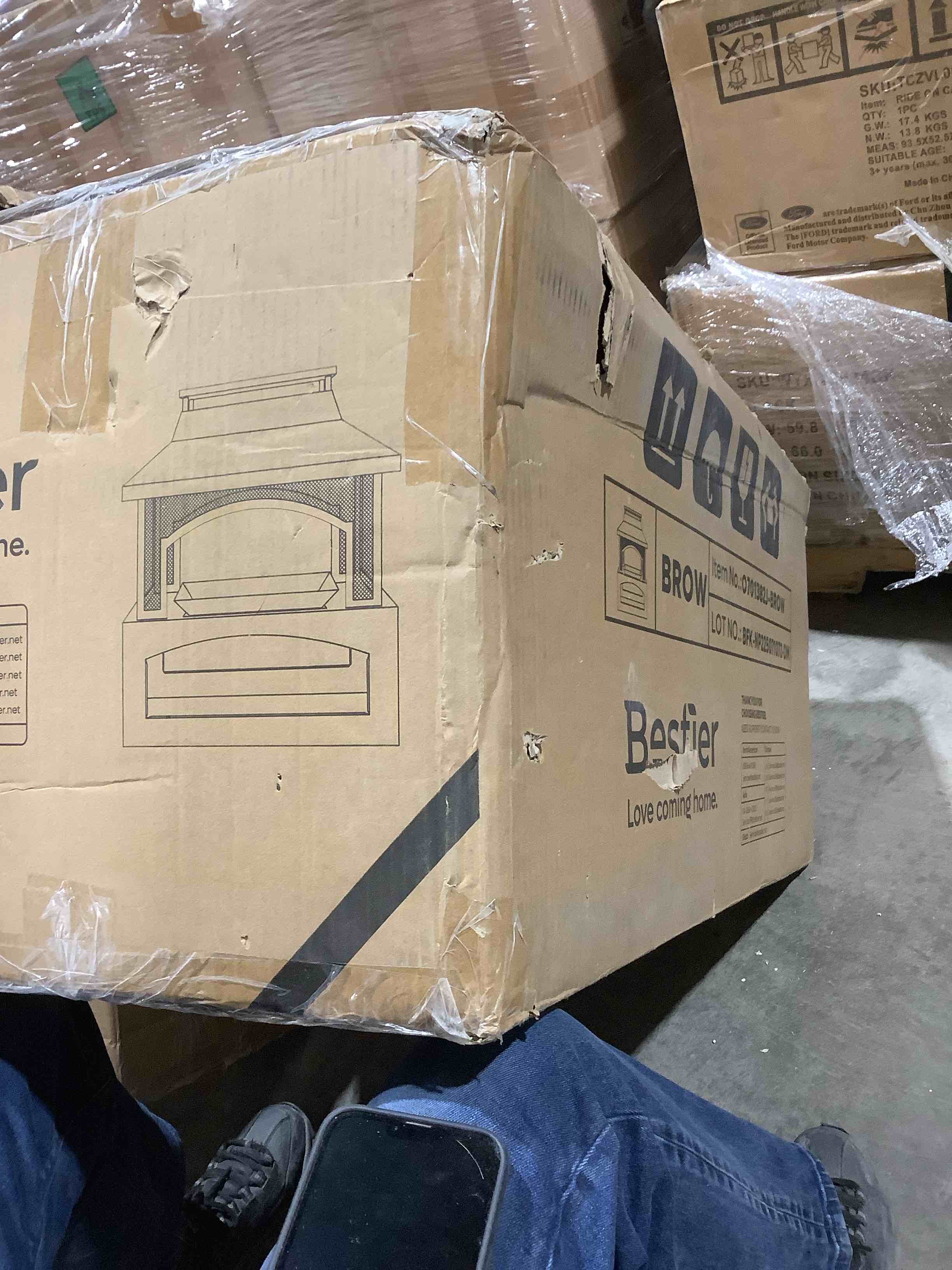 Condition photo showing New/Like New for Bestier Outdoor fireplace fire pit with wood storage for outside