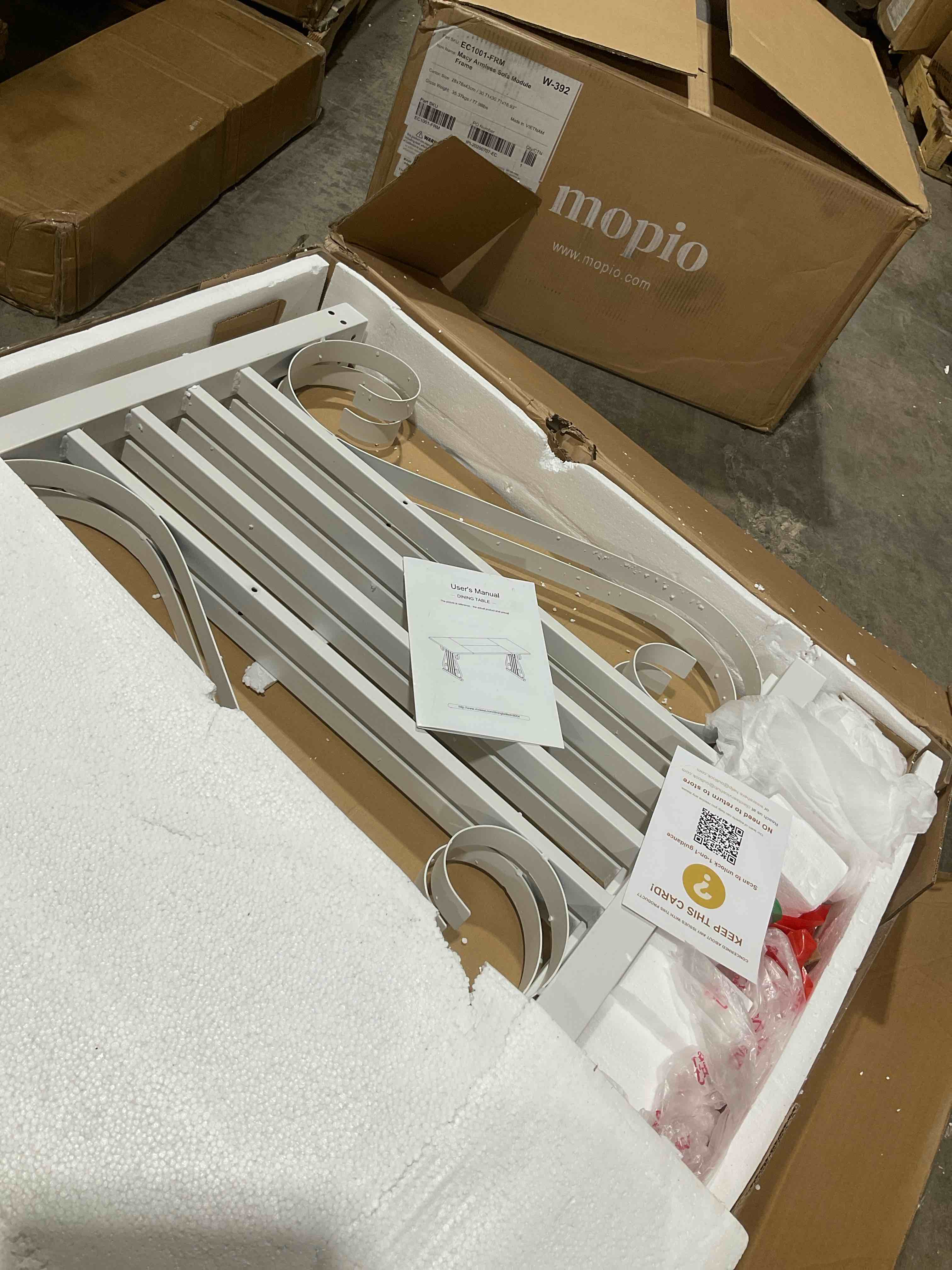 Condition photo showing New/Like New for " Rectangular Dining Table for 6, Faux Marble Finish Engineered Wood Top, Metal Frame with Adjustable Feet, Kitchen & Dining Room Table (Table Only)