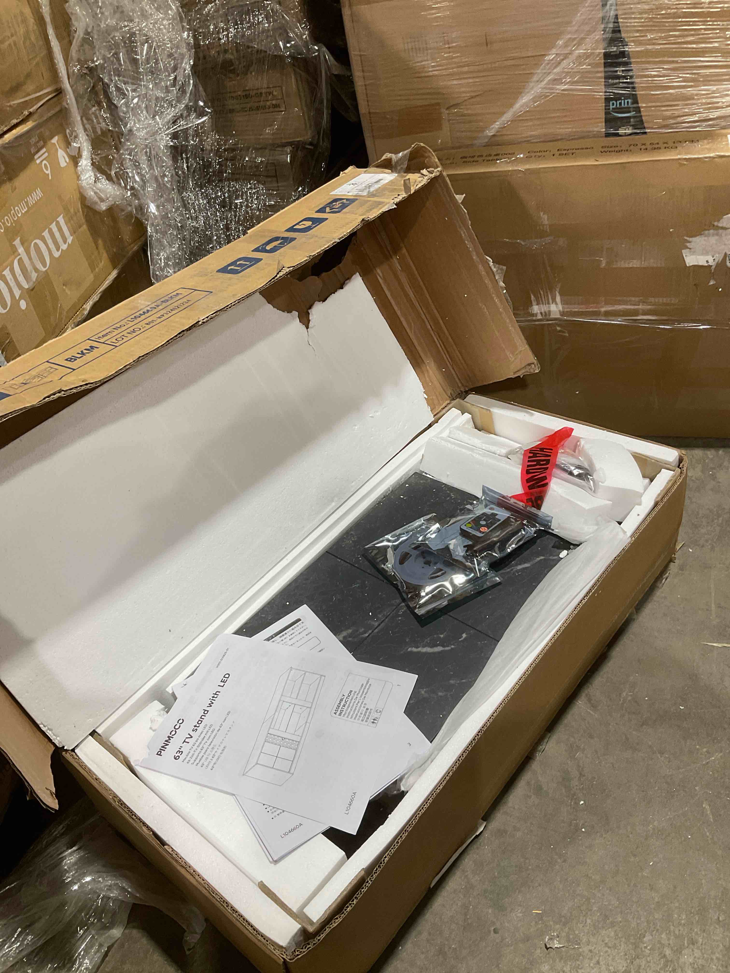 Condition photo showing New/Like New for 63” TV STAND WITH LED MARBLE BLACK 