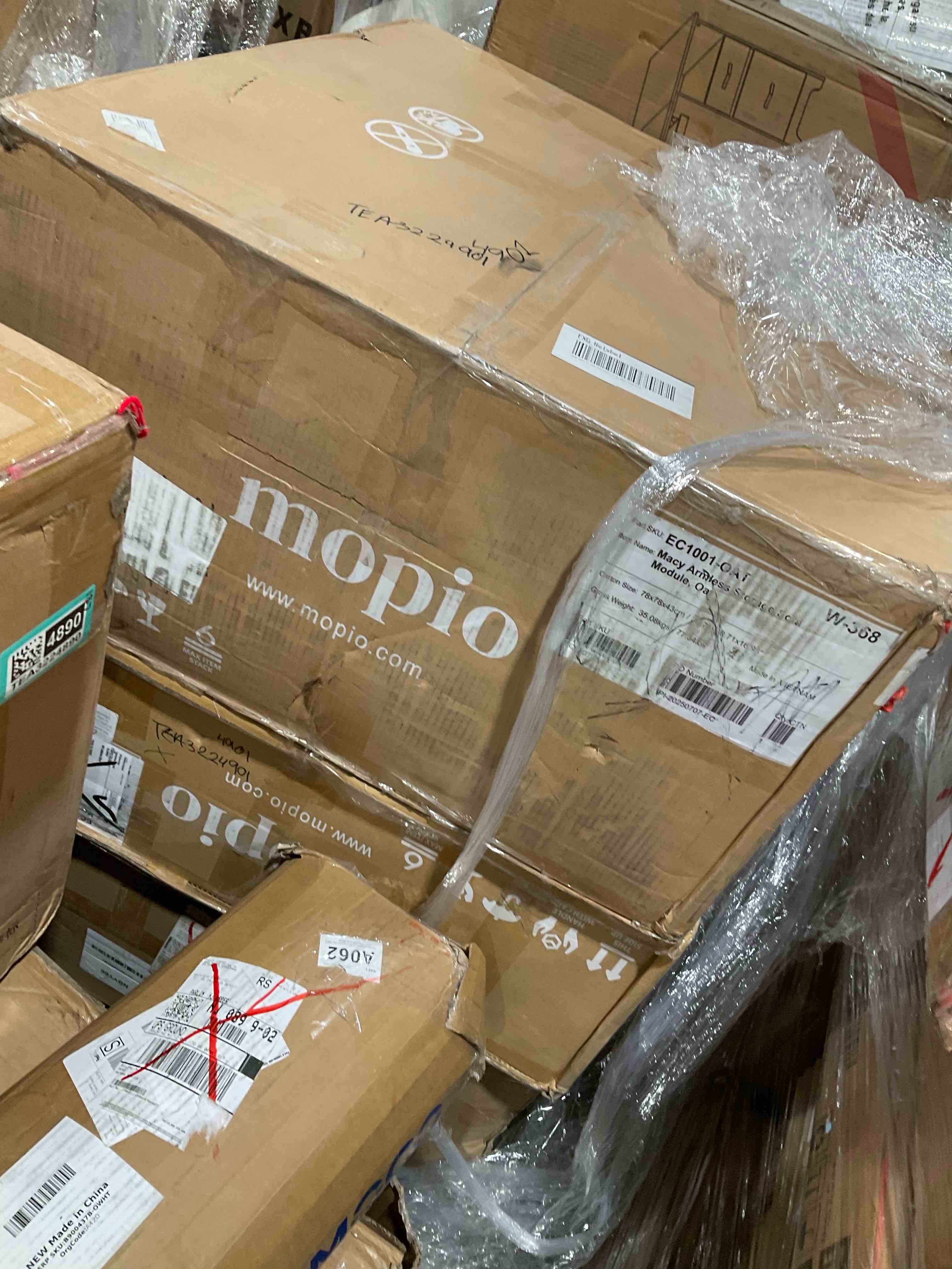 Condition photo showing Good Condition for Mopio   Modular Sectional Sofa Couch Armless Pieces and Ottoman Only , Modern Contemporary Module Piece for Living Room, Oat Color  Fabric