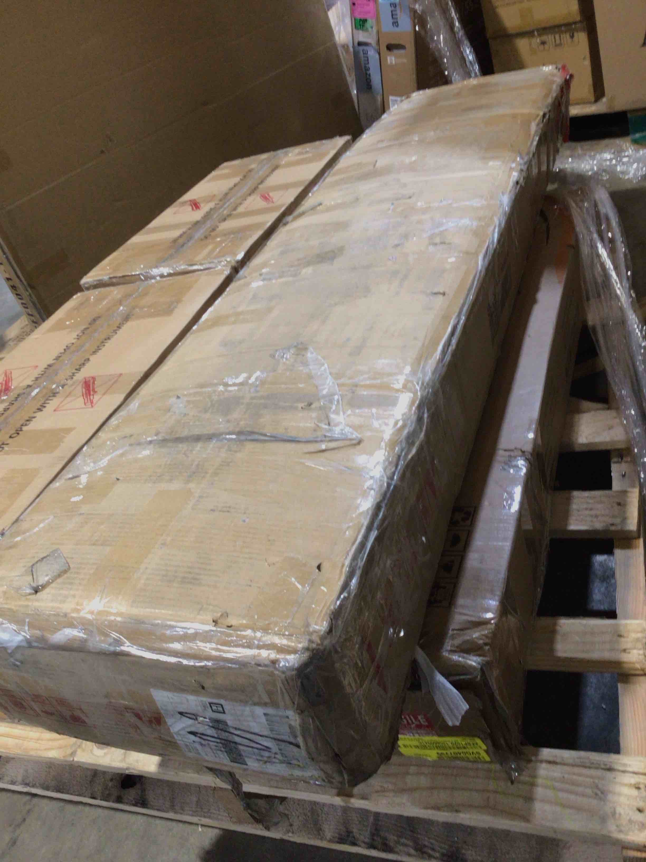 Condition photo showing Good Condition for Platform bed frame with six storage drawers, no headboard, incomplete