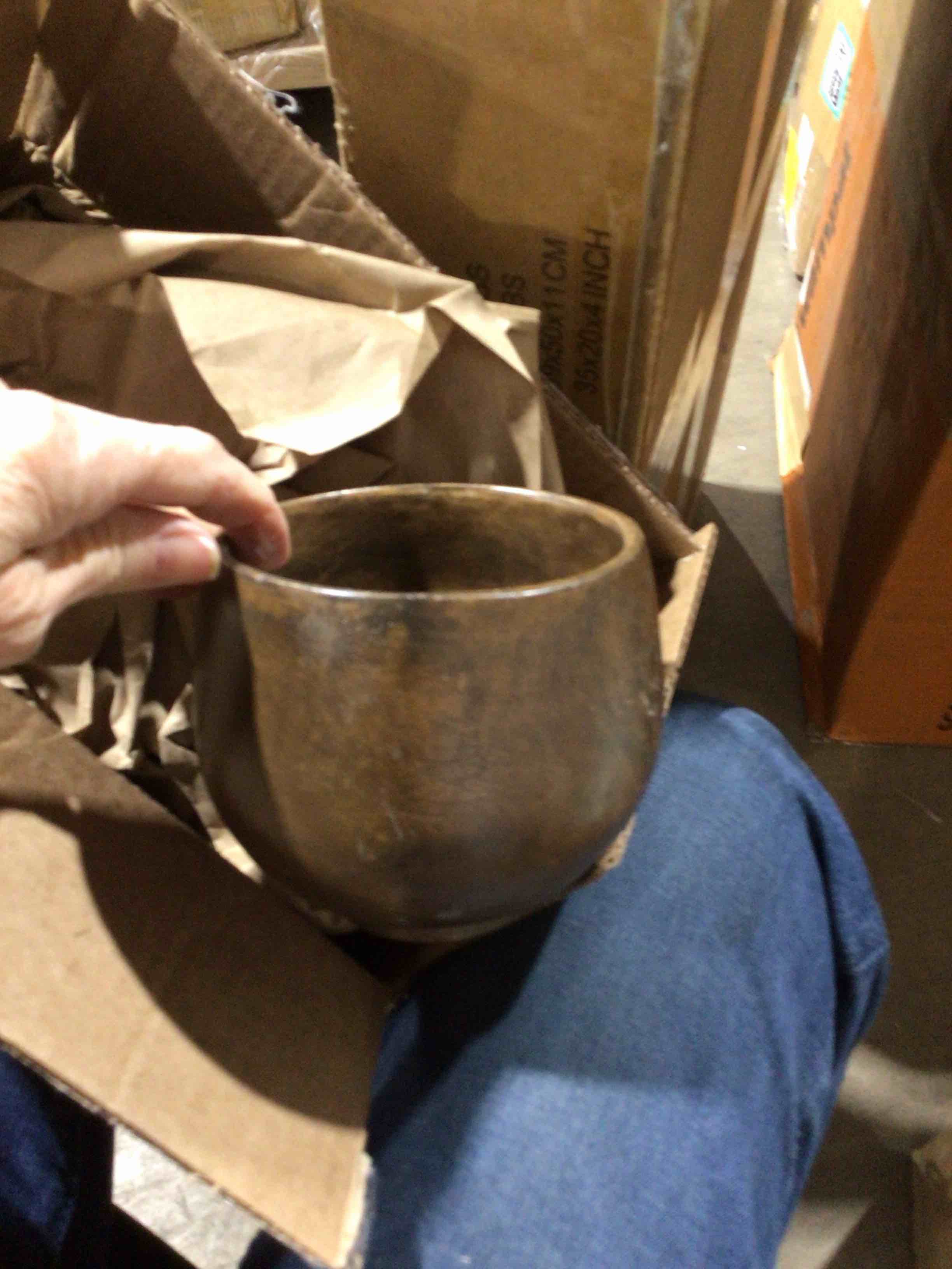 Condition photo showing New/Like New for 5 in. 57 oz. Walnut Stained Finish Mango Wood Bowl