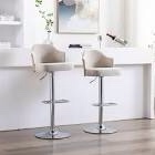 Swivel upholstered, adjustable height, counter stool with metal frame, beige 