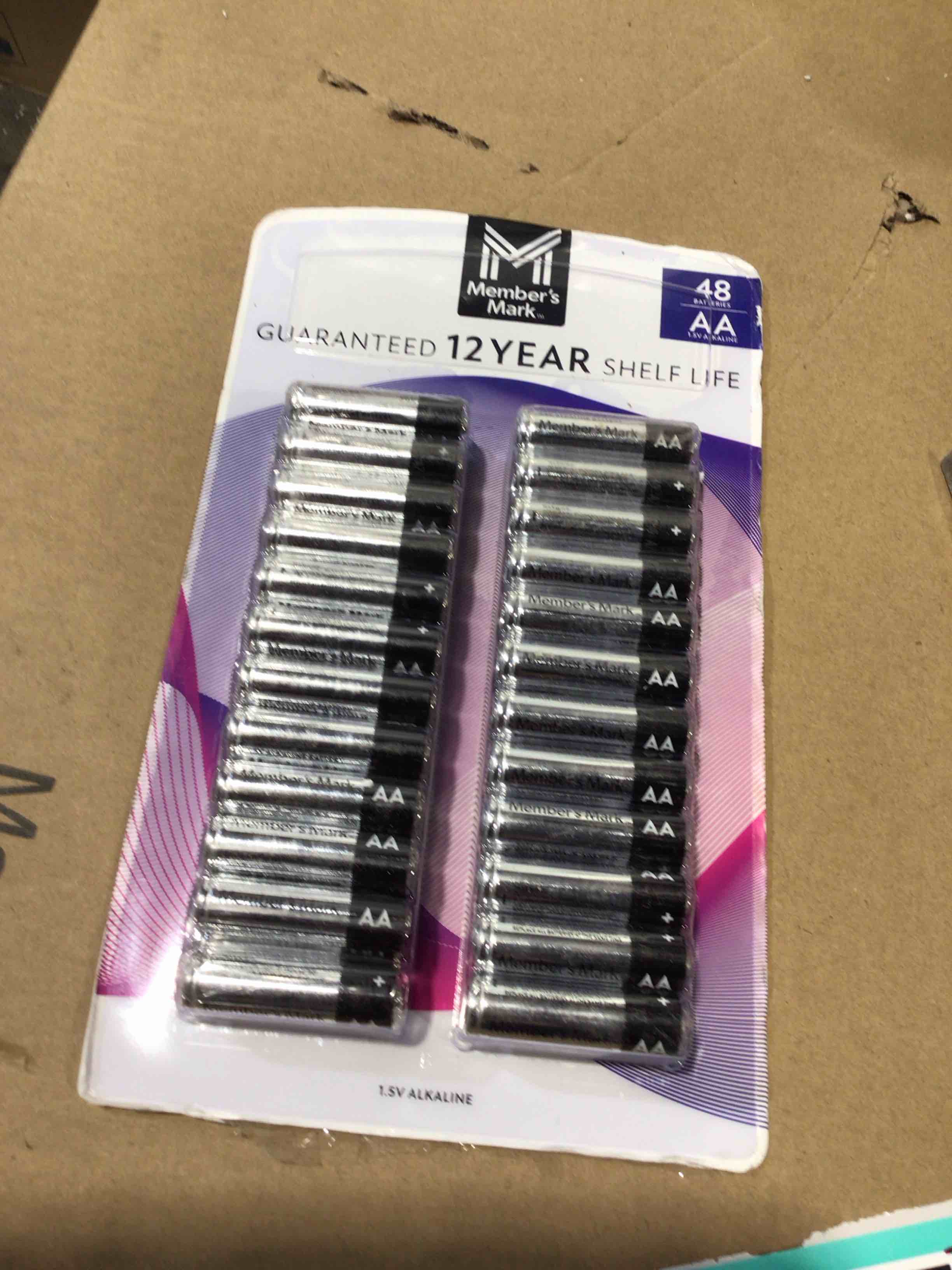 Condition photo showing New/Like New for Member's Mark Alkaline AA Batteries (48 Pack), in office