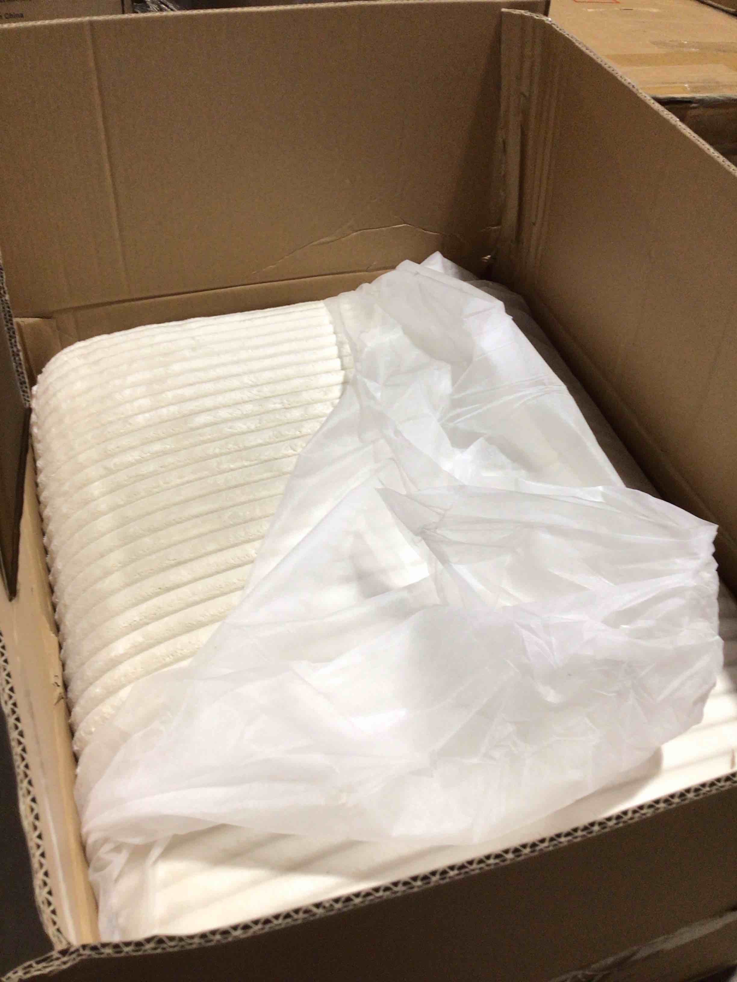 Condition photo showing Good Condition for Clitheroe 98.7 inch wide, L-shaped corduroy white sectional, incomplete Pick up two boxes