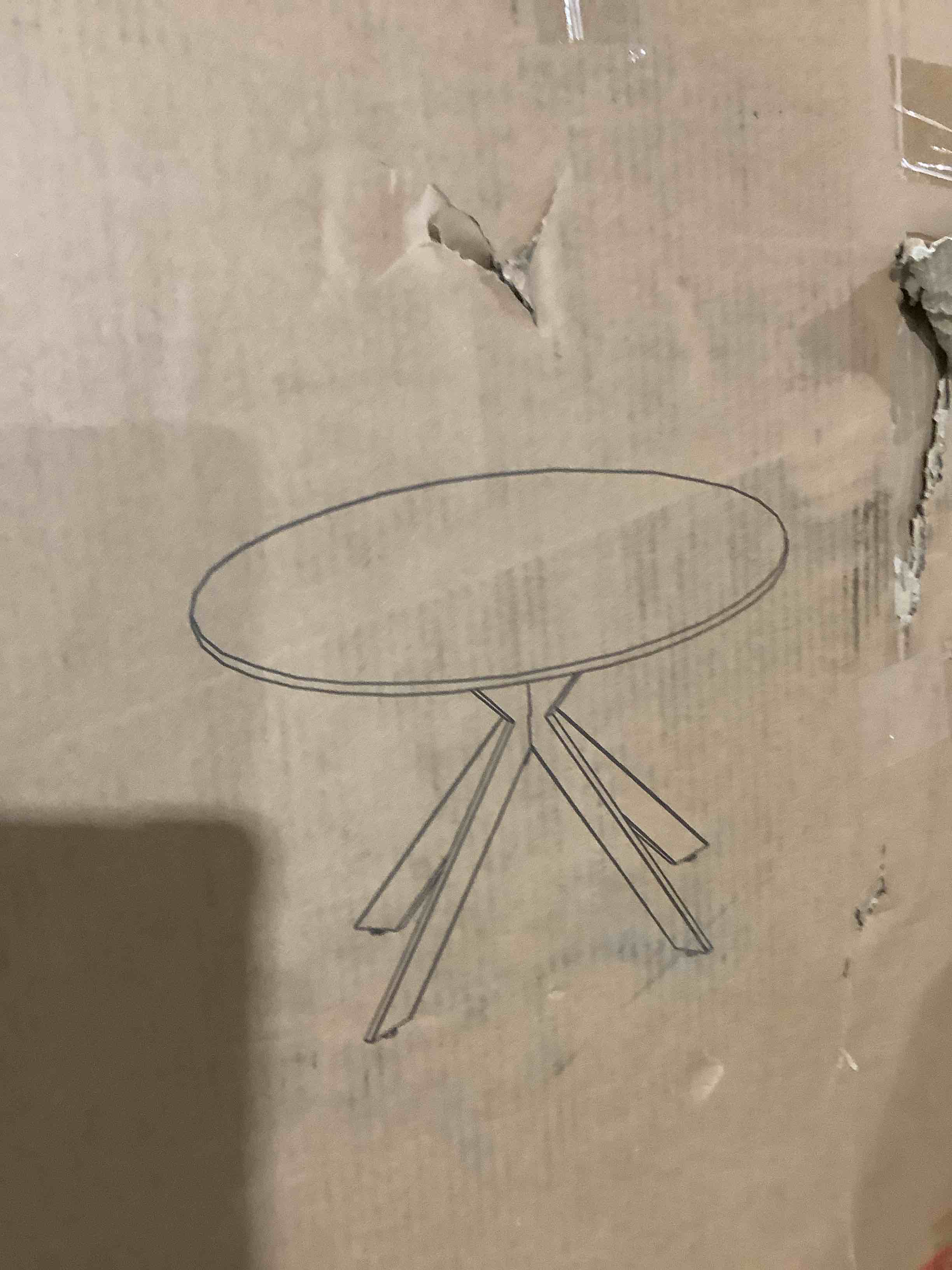 Condition photo showing Good Condition for 4-6 people place setting gray round dining table