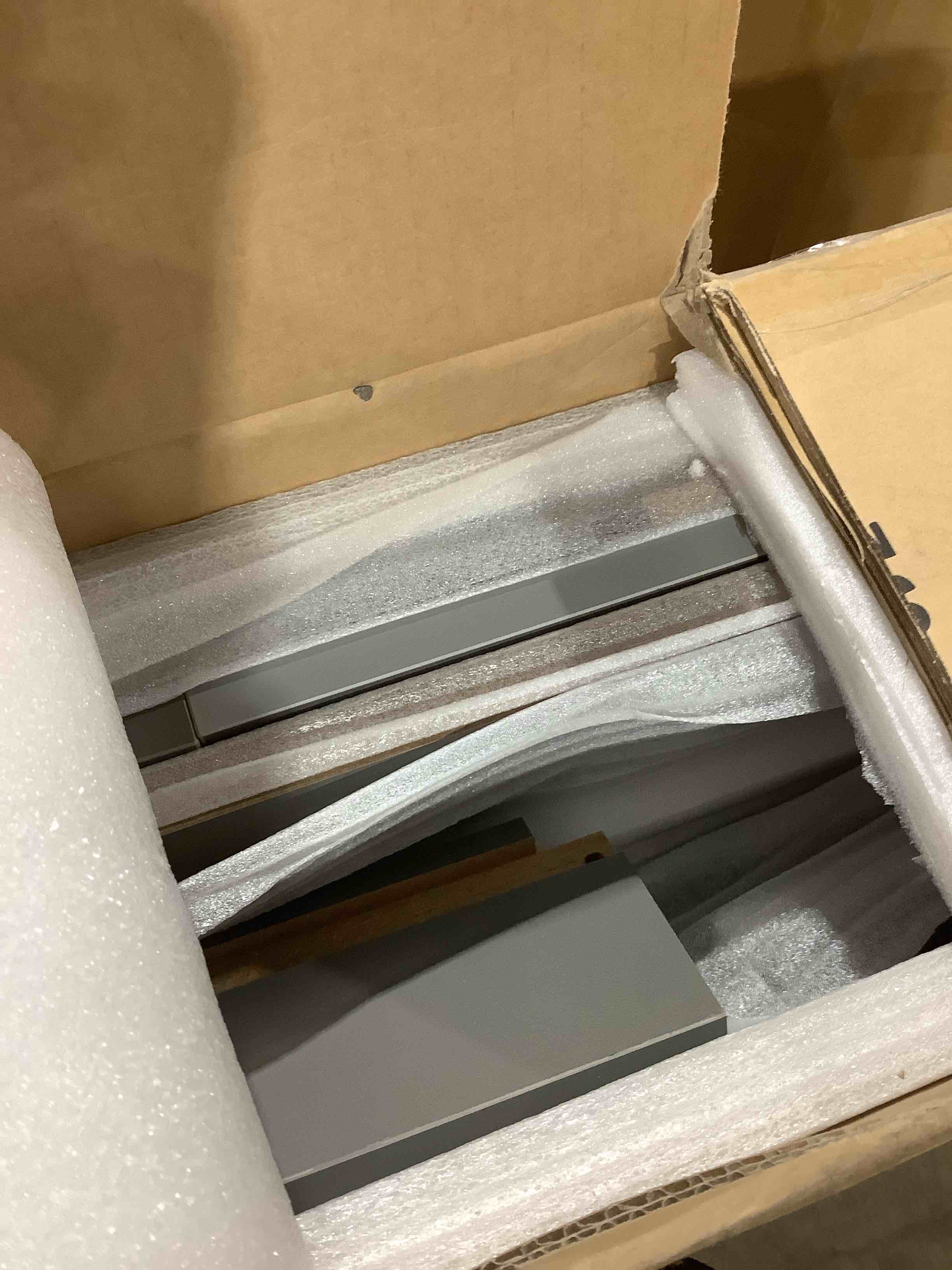 Condition photo showing Good Condition for Modern shaker vanity with divided drawers, soft clothes and vertical light gray 38.39" x 25.20" x 7.67"