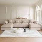 Upholstered cloud, sofa, couch, modular khaki, incomplete 